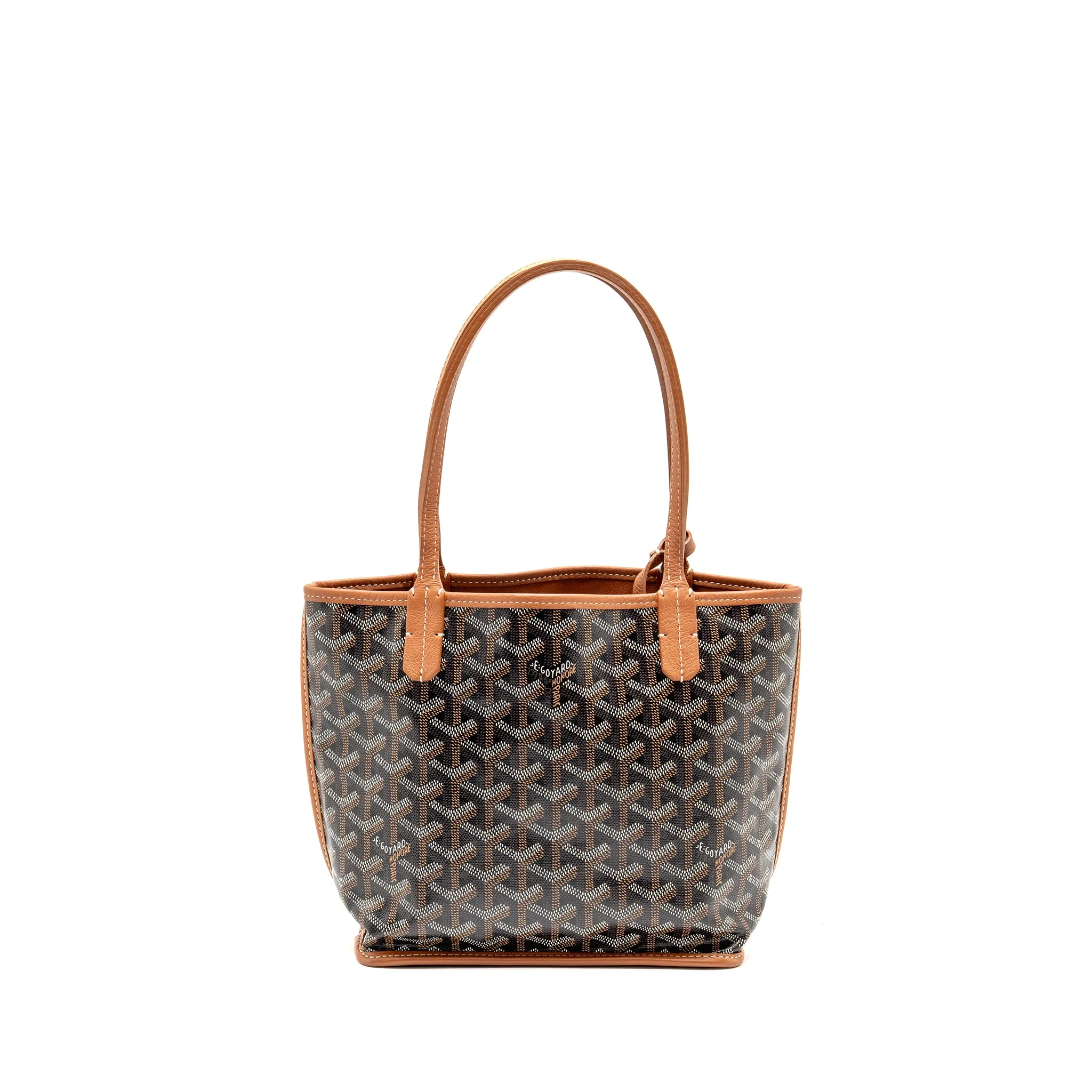 Goyard Mini Anjou Tote Goyardline Canvas/Leather Tan/Black SHW