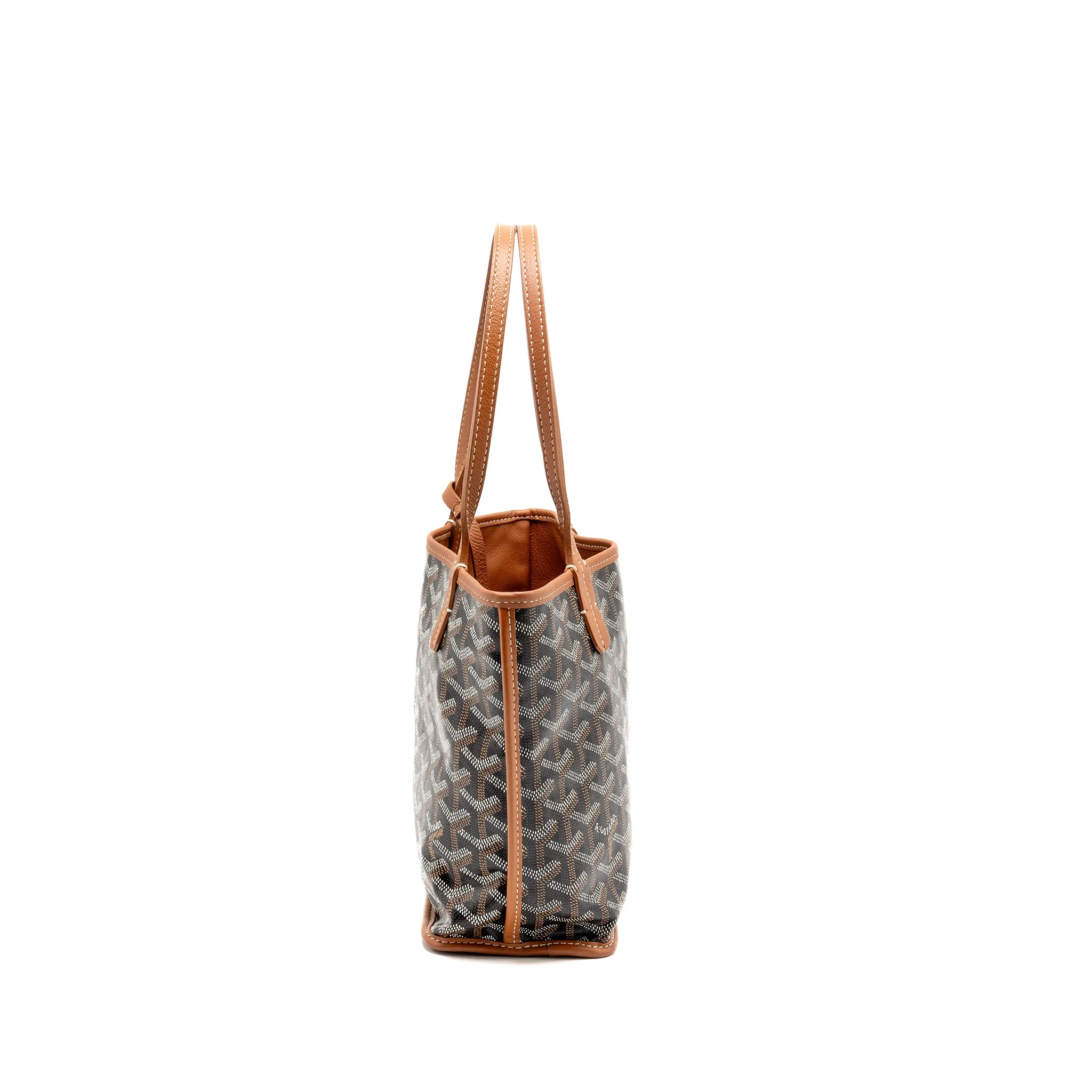 Goyard Mini Anjou Tote Goyardline Canvas/Leather Tan/Black SHW