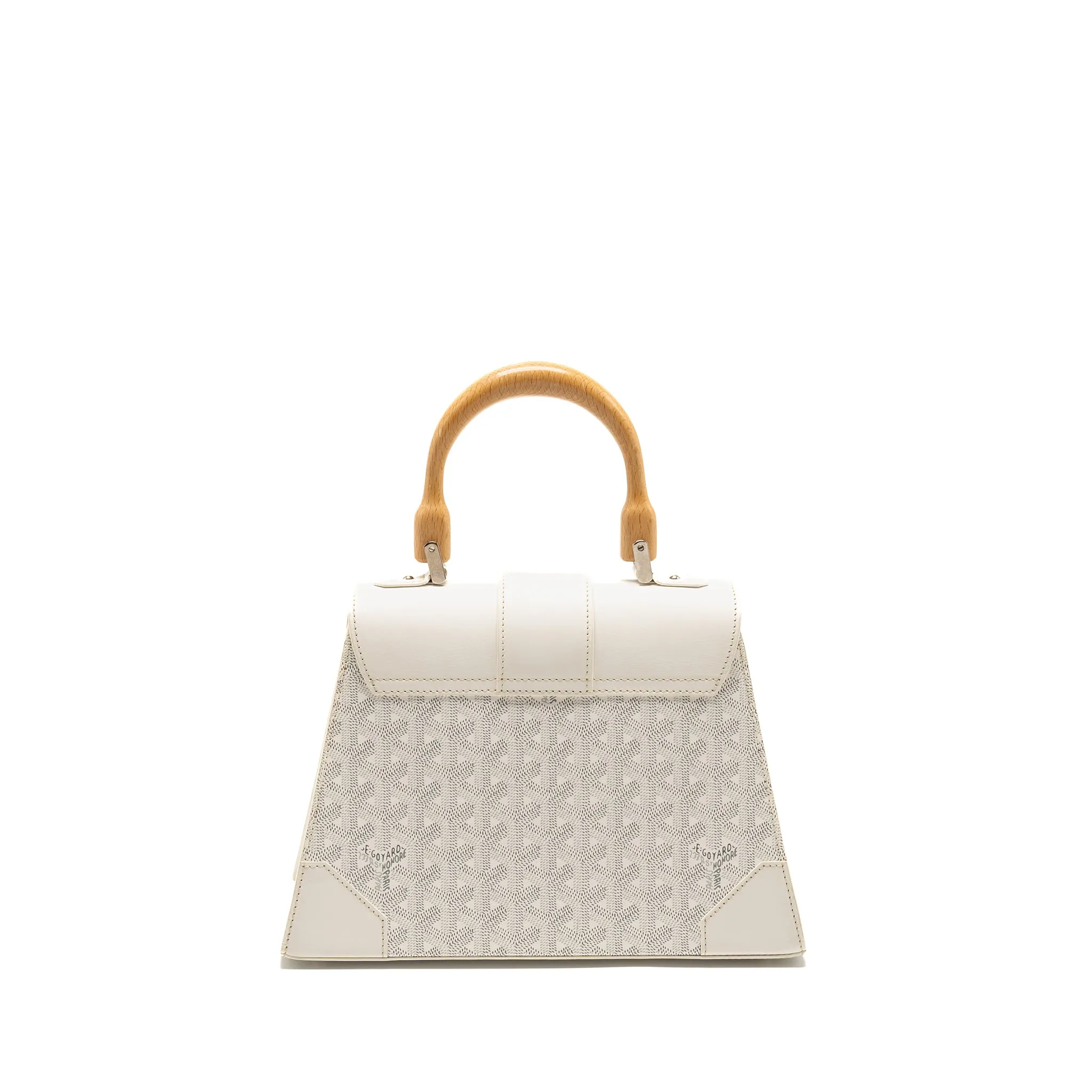 Goyard structured Saigon PM calfskin / canvas white SHW