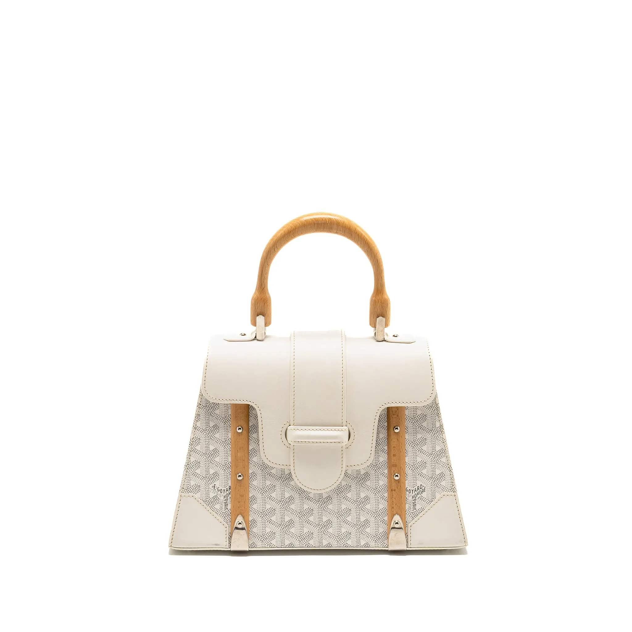 Goyard structured Saigon PM calfskin / canvas white SHW