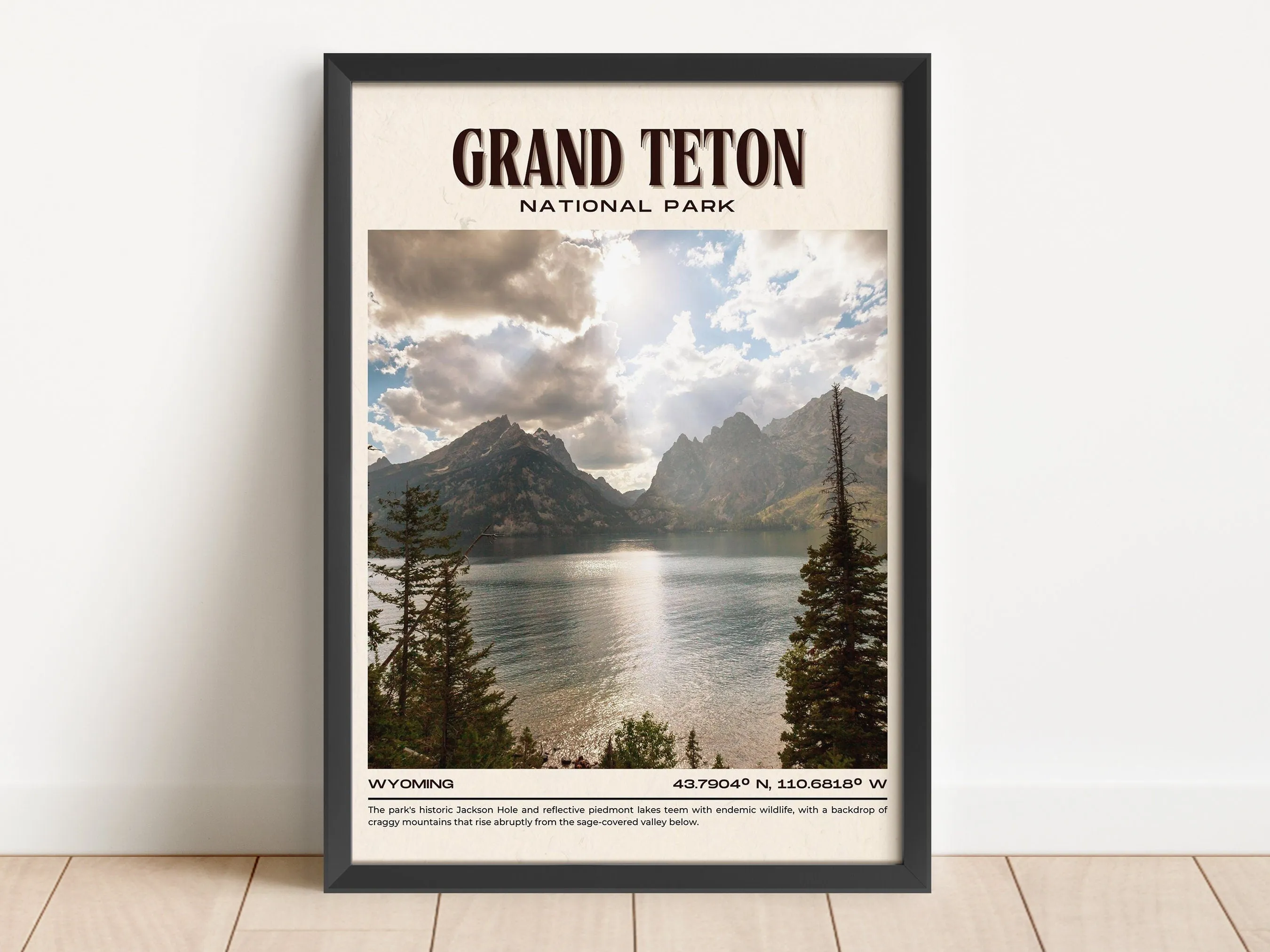 Grand Teton National Park Vintage Wall Art, Wyoming, USA