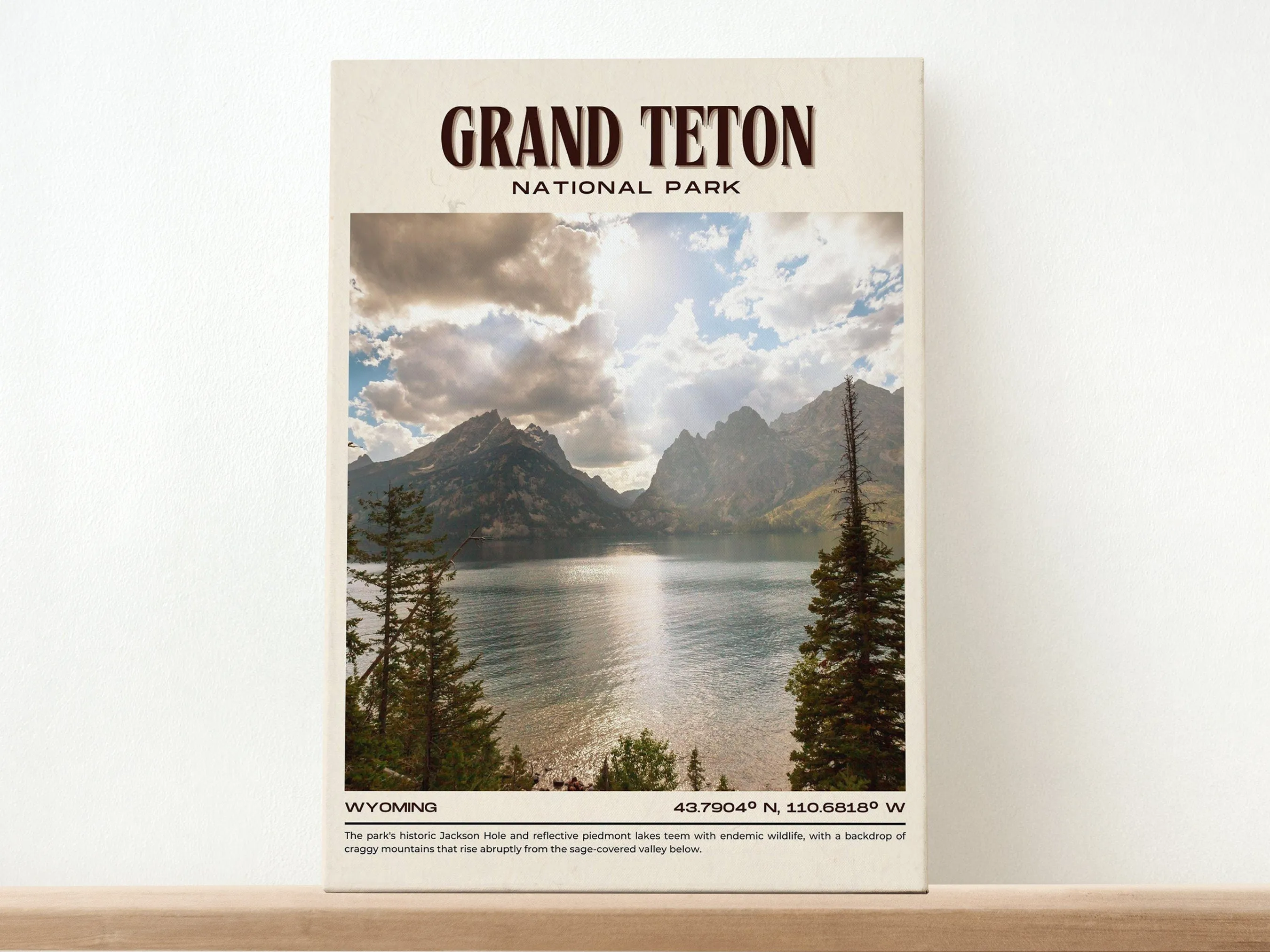 Grand Teton National Park Vintage Wall Art, Wyoming, USA
