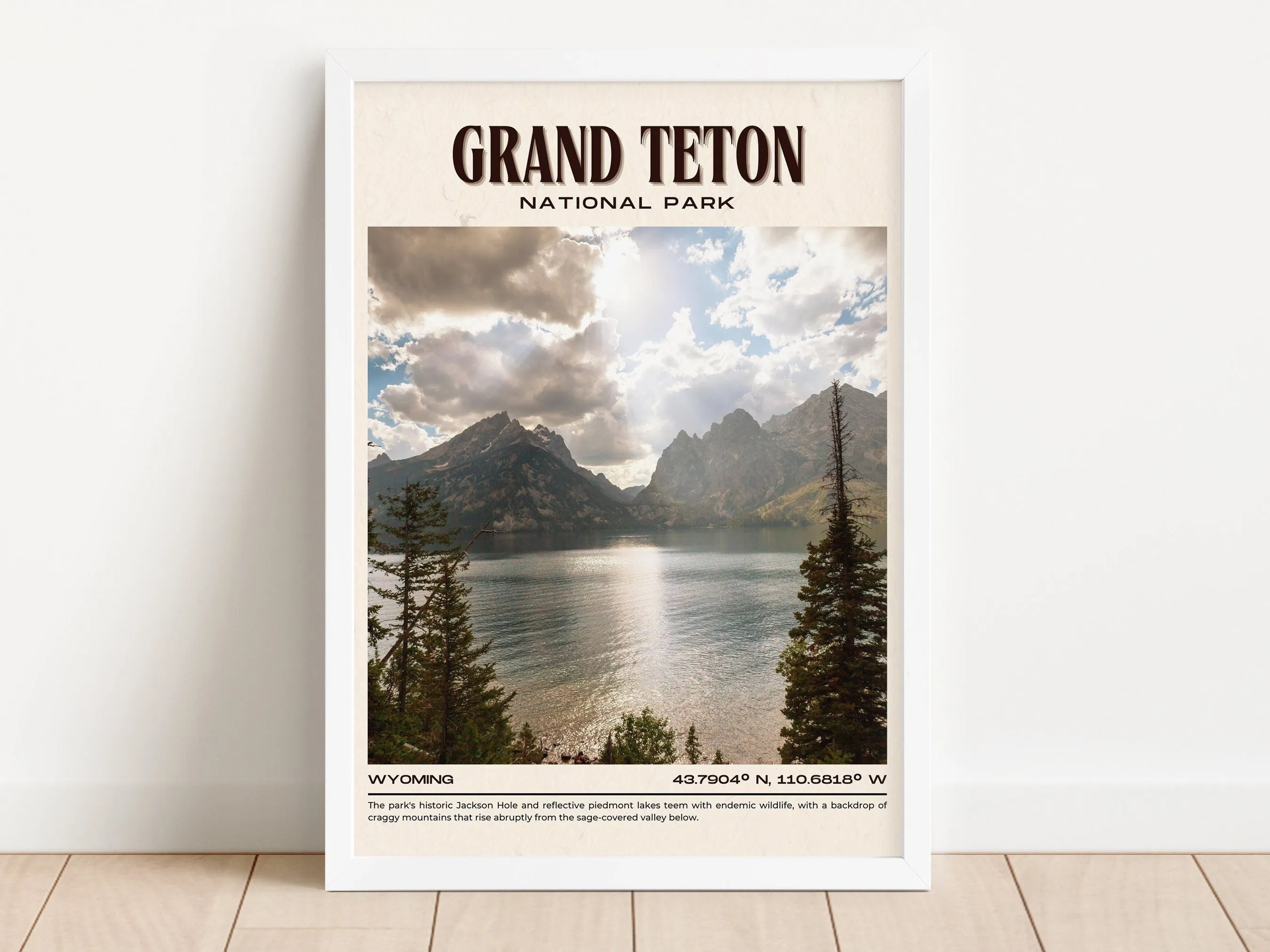 Grand Teton National Park Vintage Wall Art, Wyoming, USA