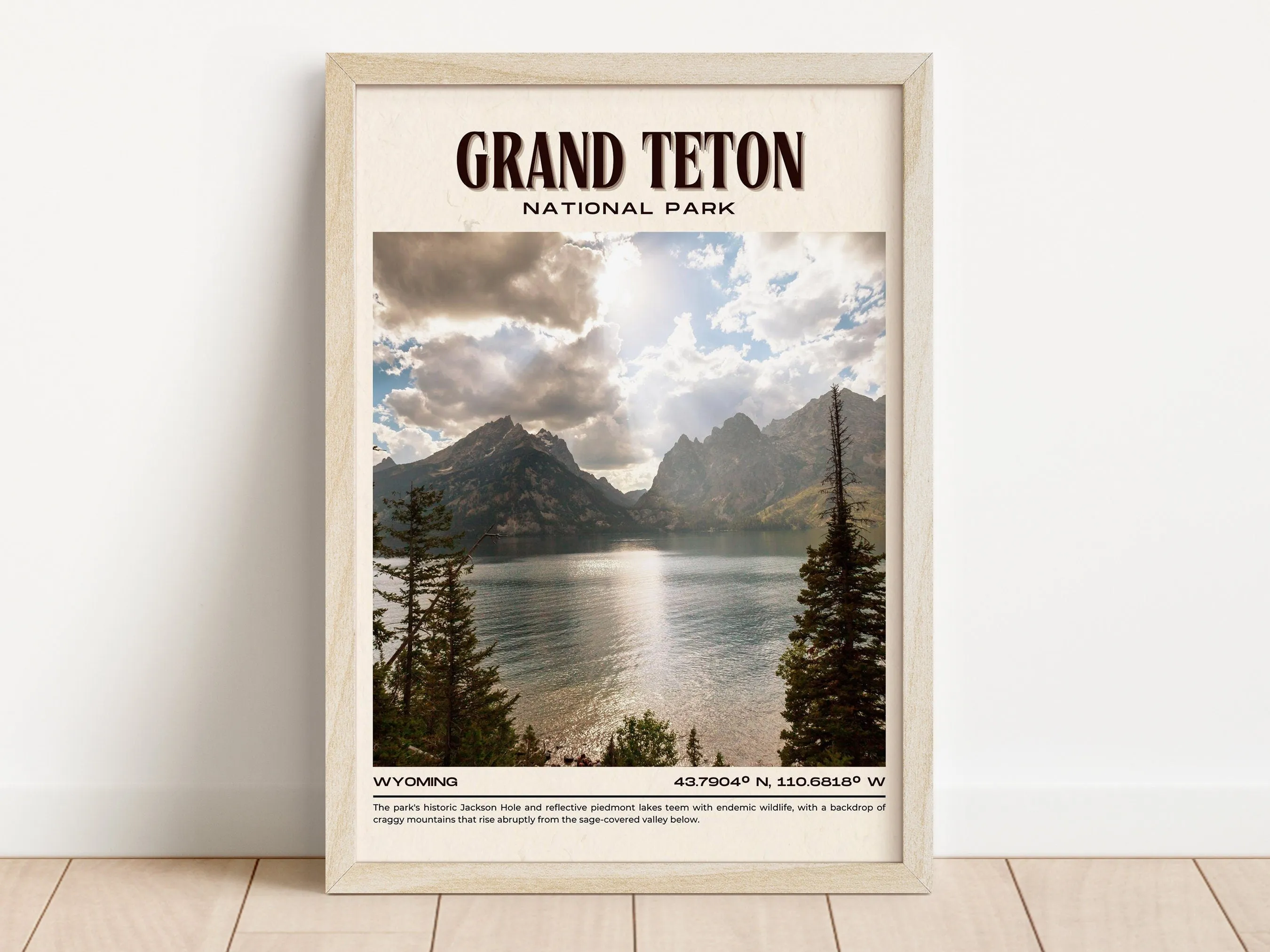 Grand Teton National Park Vintage Wall Art, Wyoming, USA