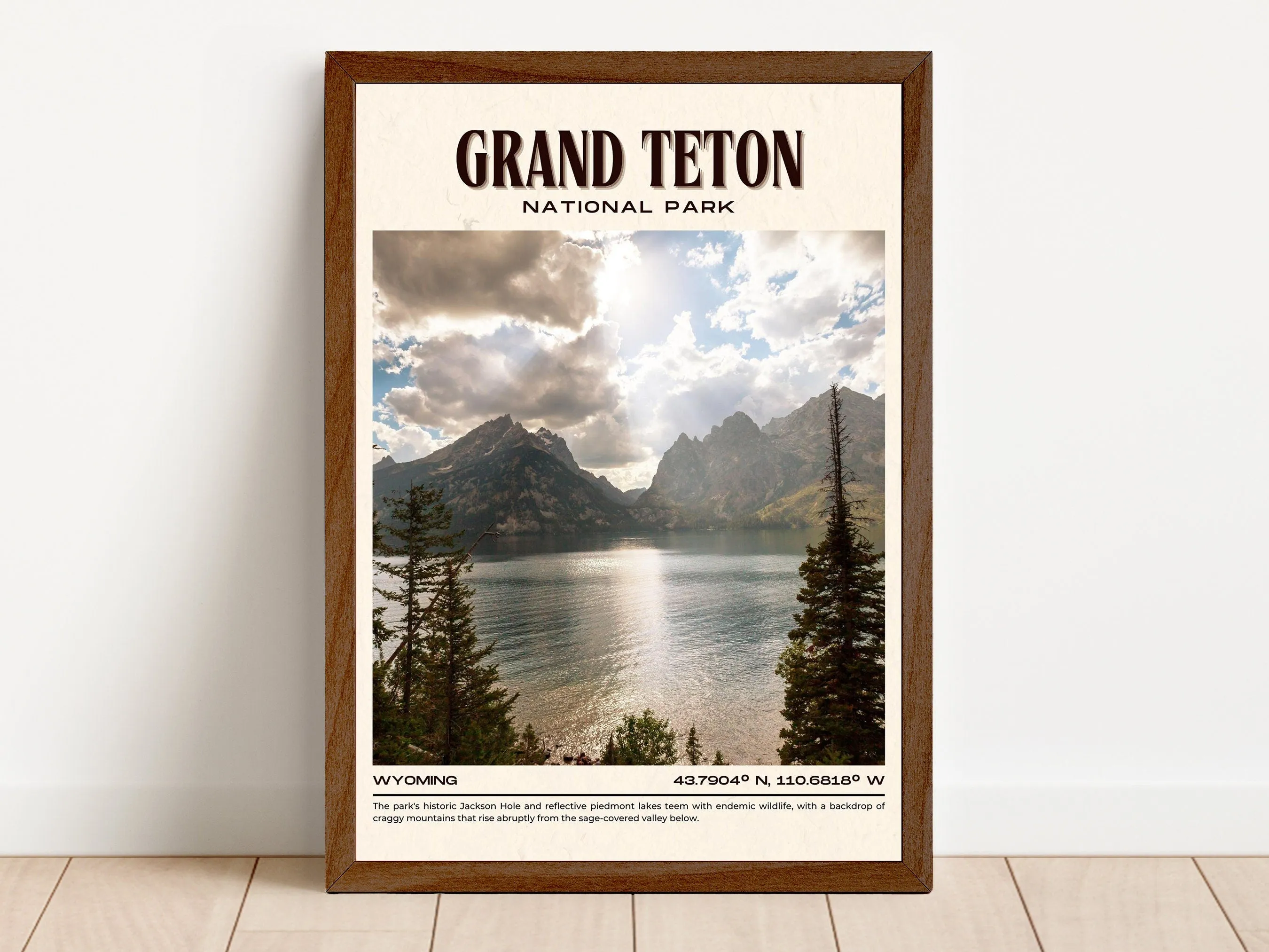 Grand Teton National Park Vintage Wall Art, Wyoming, USA