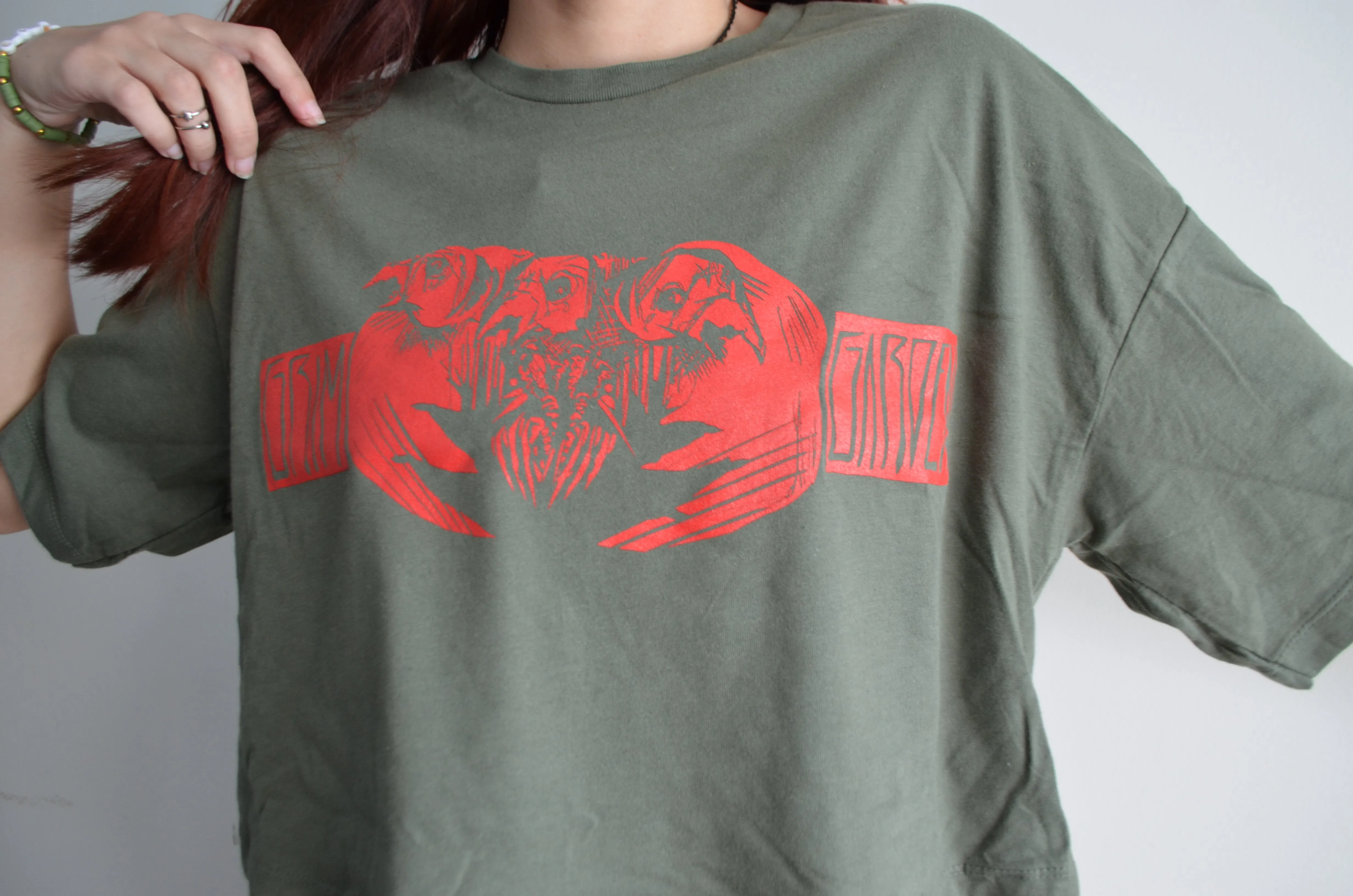 Green 3-Headed Raven Crop Top