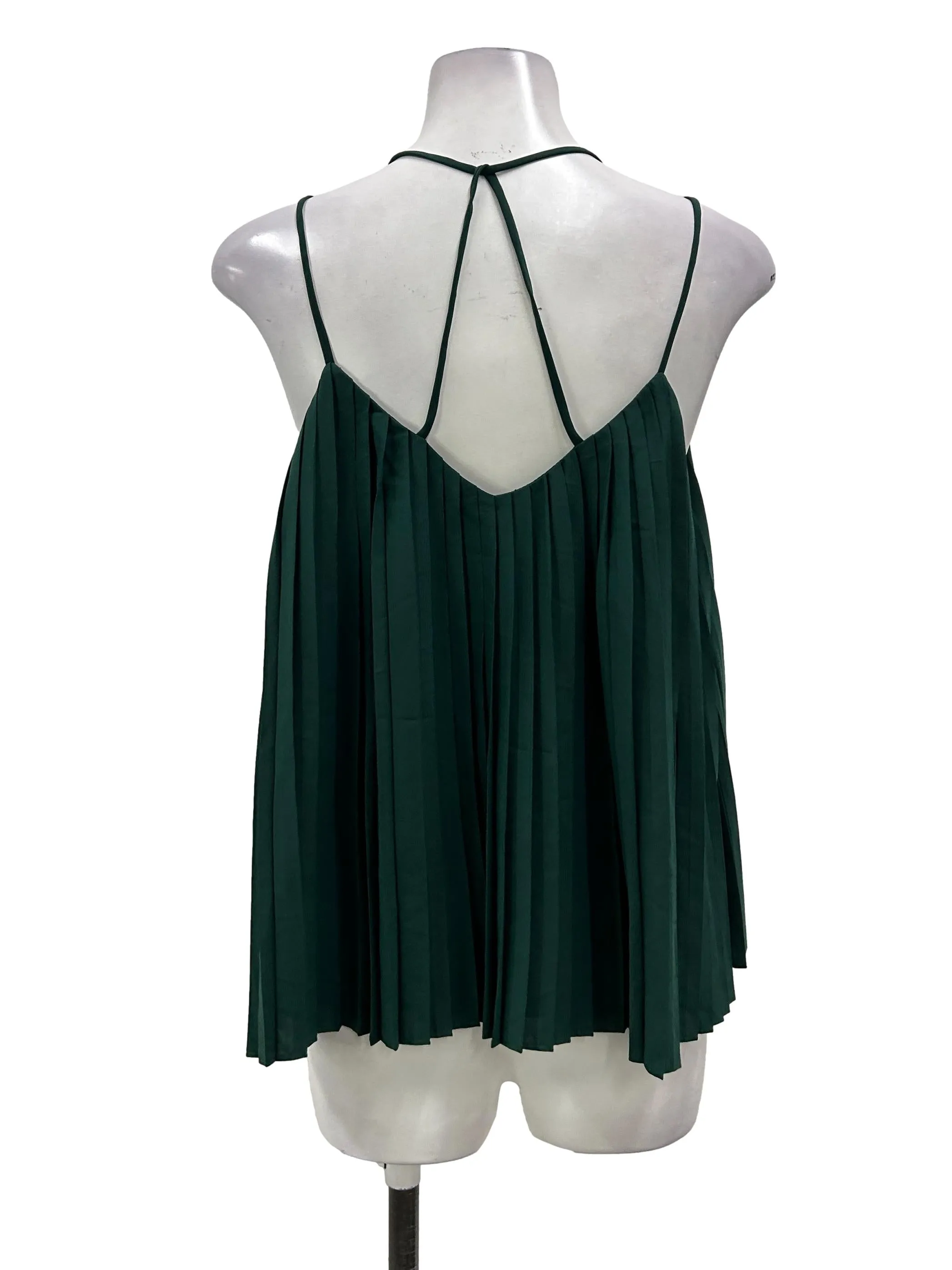 Green Pleated Flowy Camisole