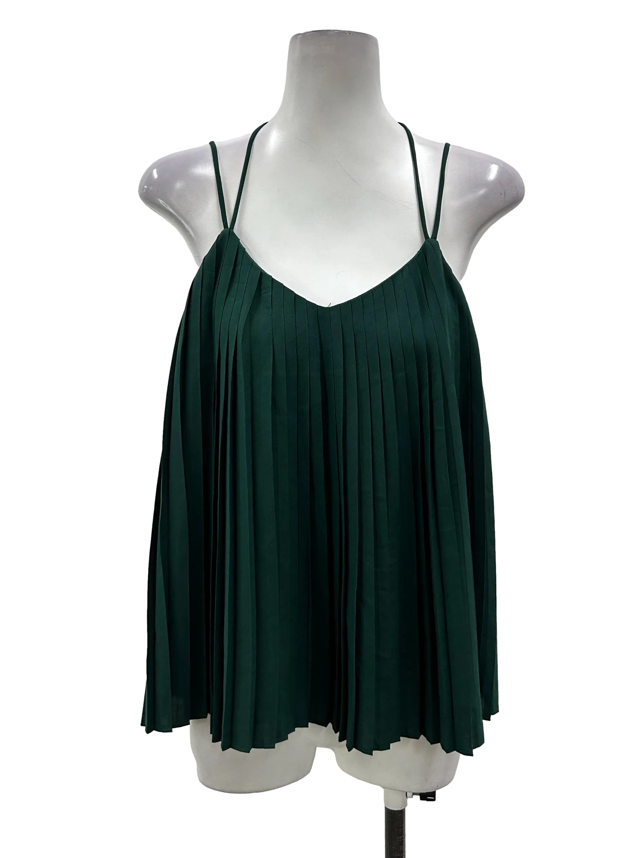 Green Pleated Flowy Camisole