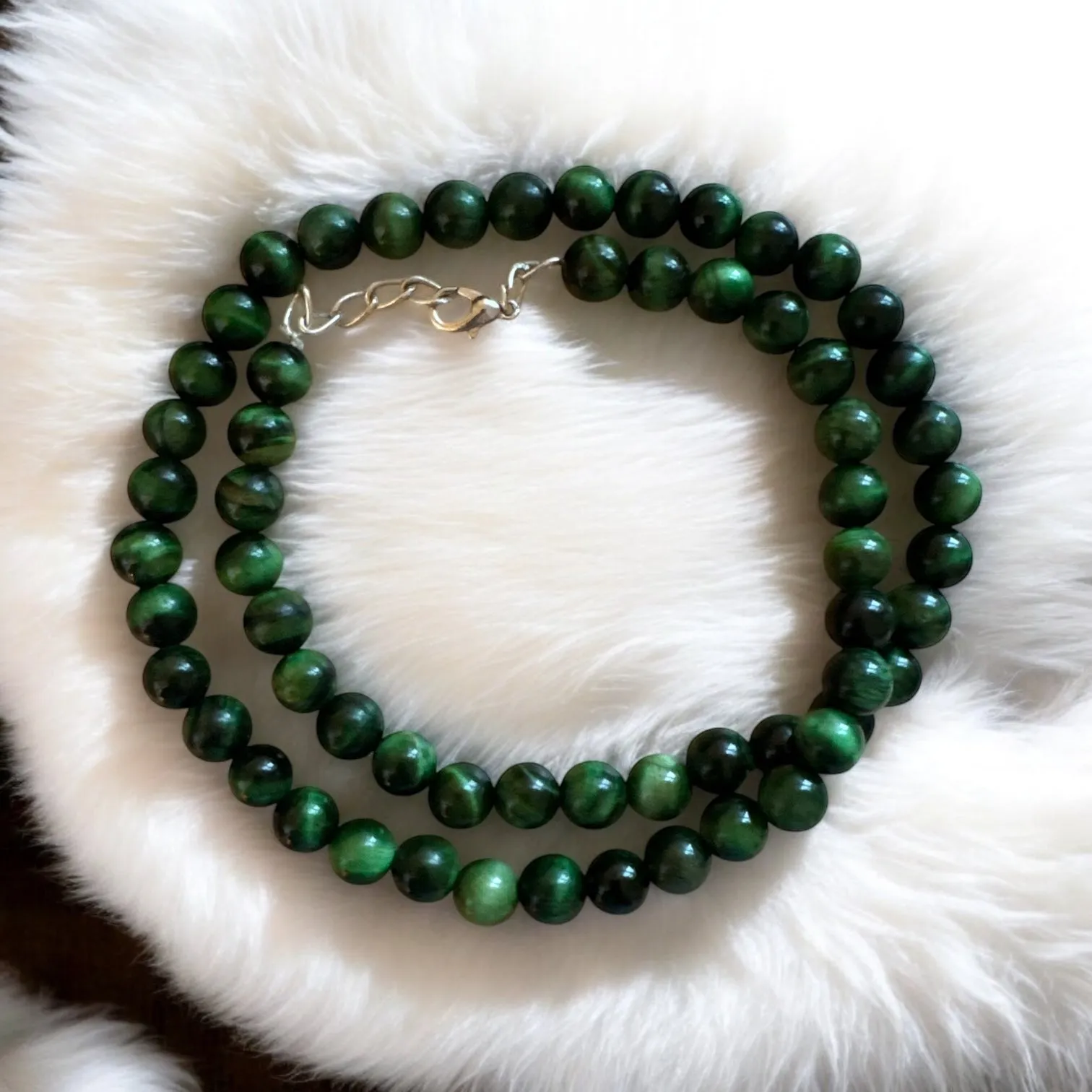 Green Tiger Eye Beaded Necklace