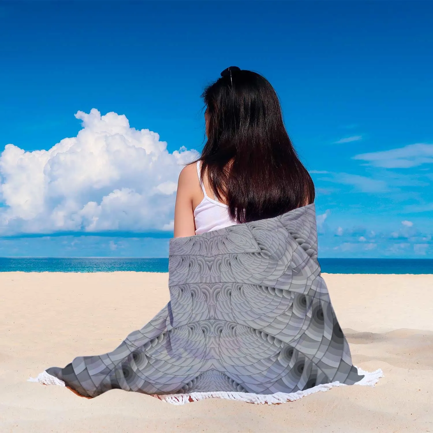 Grey Scale Triangle Beach Blanket