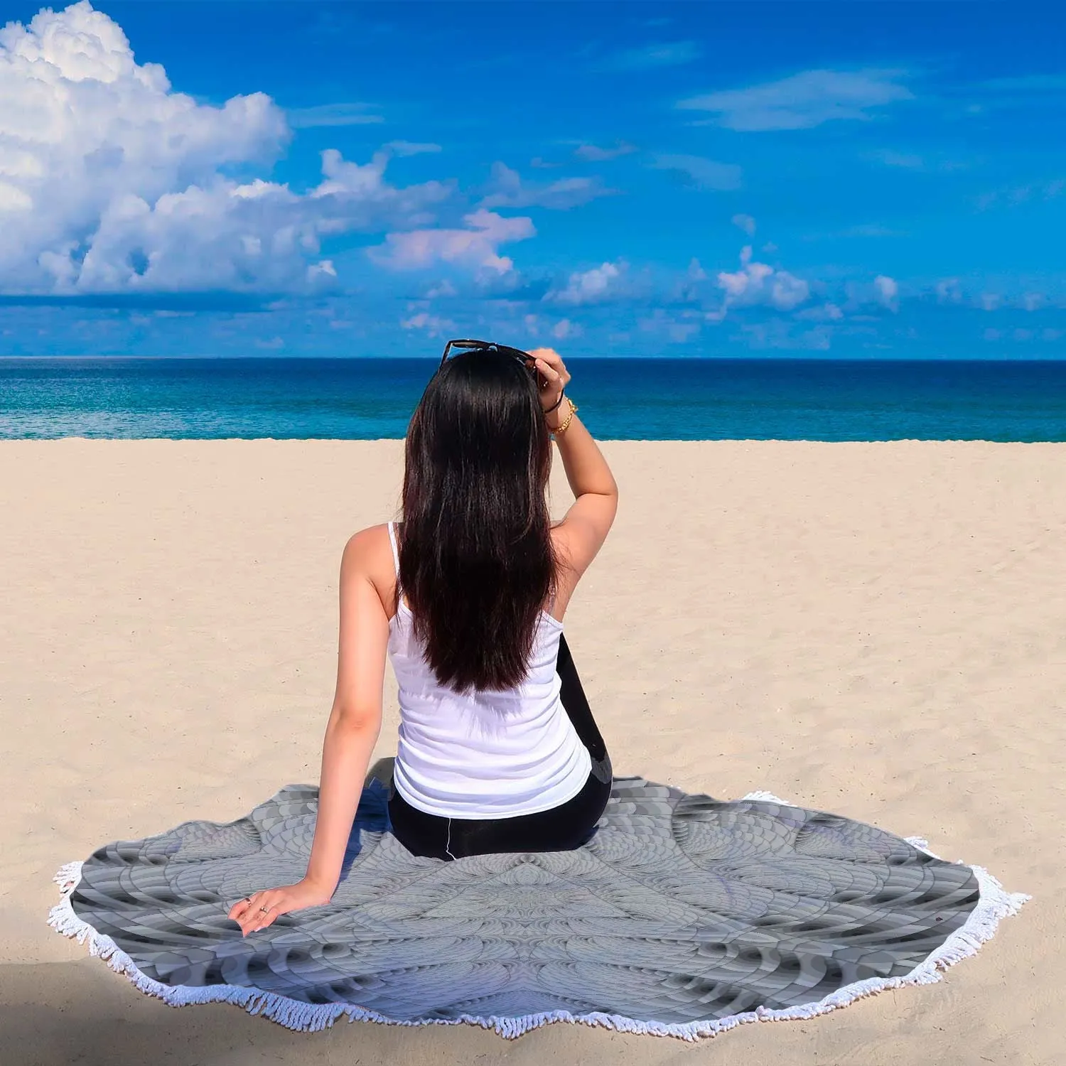 Grey Scale Triangle Beach Blanket