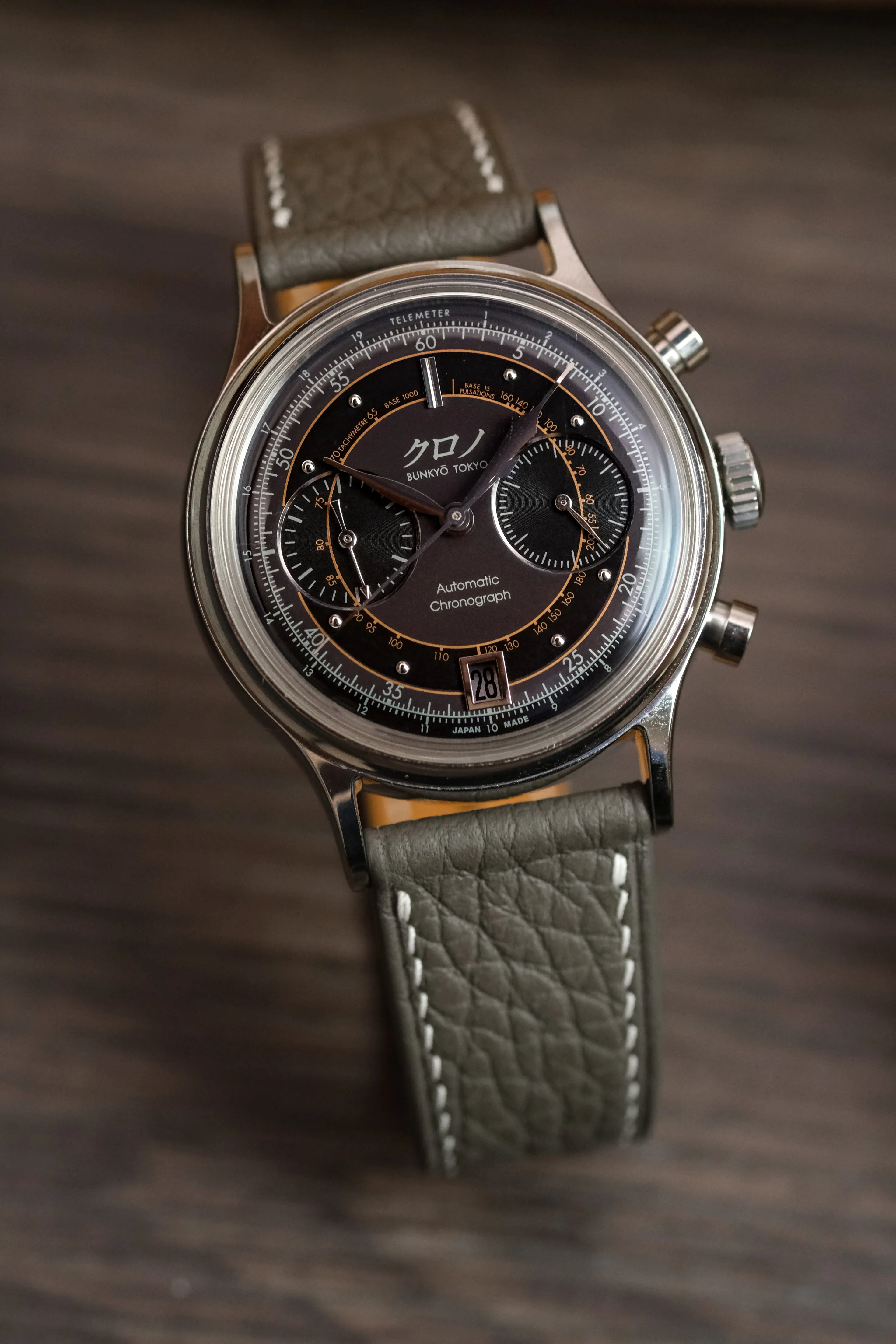 Grey Shrunken Calf Leather Strap