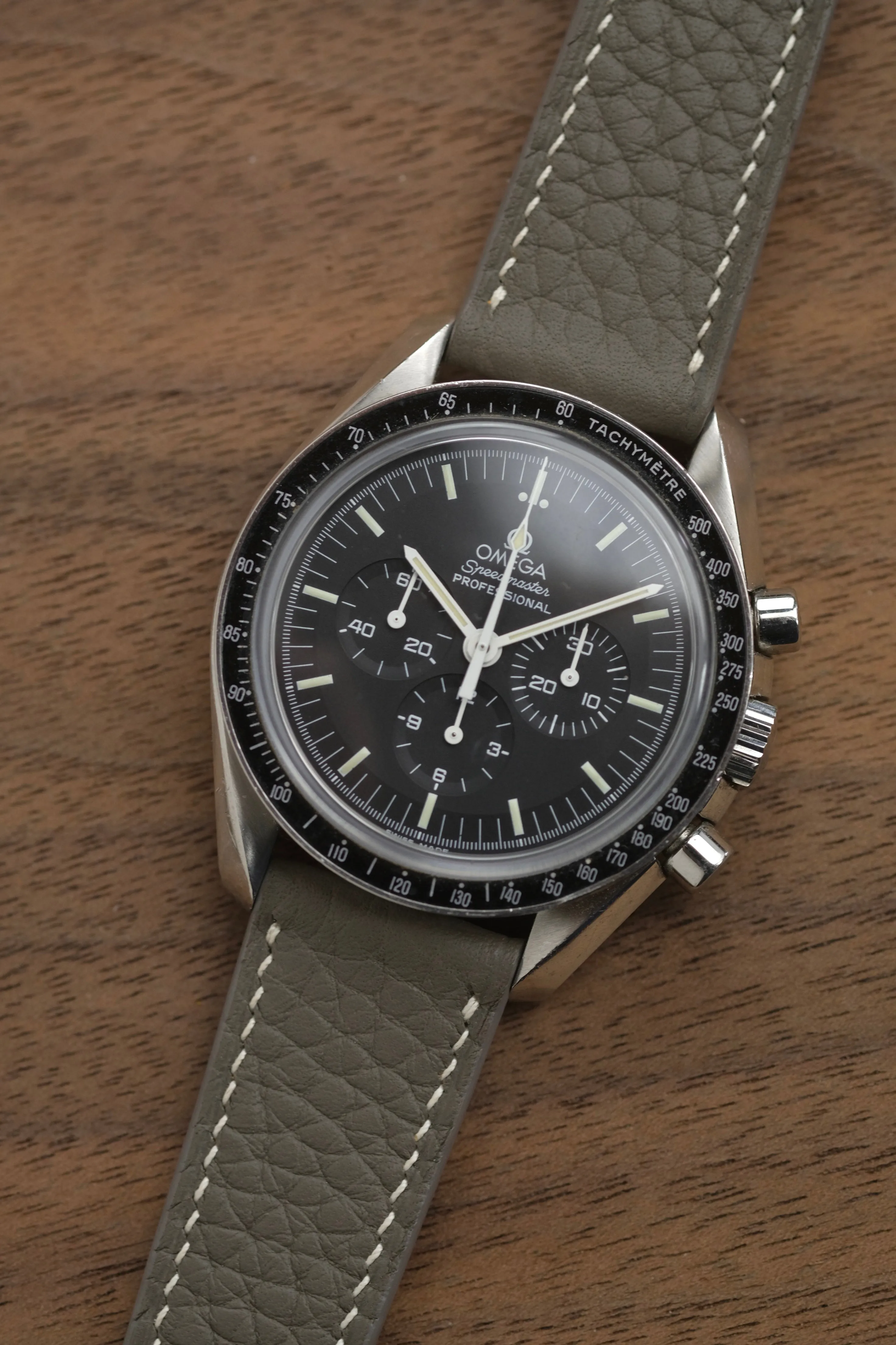 Grey Shrunken Calf Leather Strap