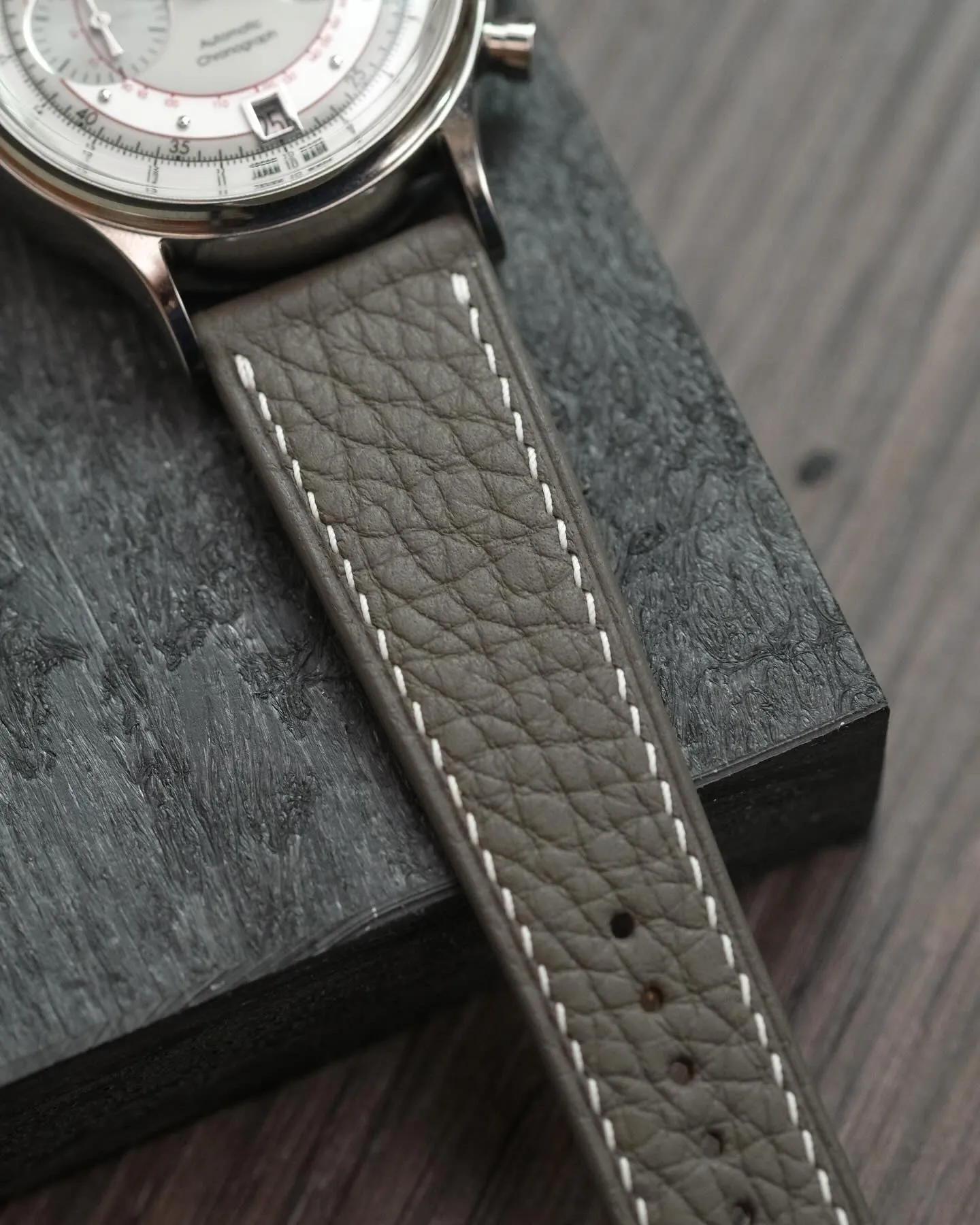 Grey Shrunken Calf Leather Strap