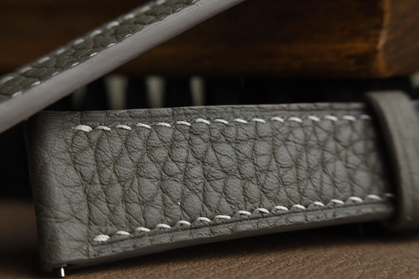Grey Shrunken Calf Leather Strap