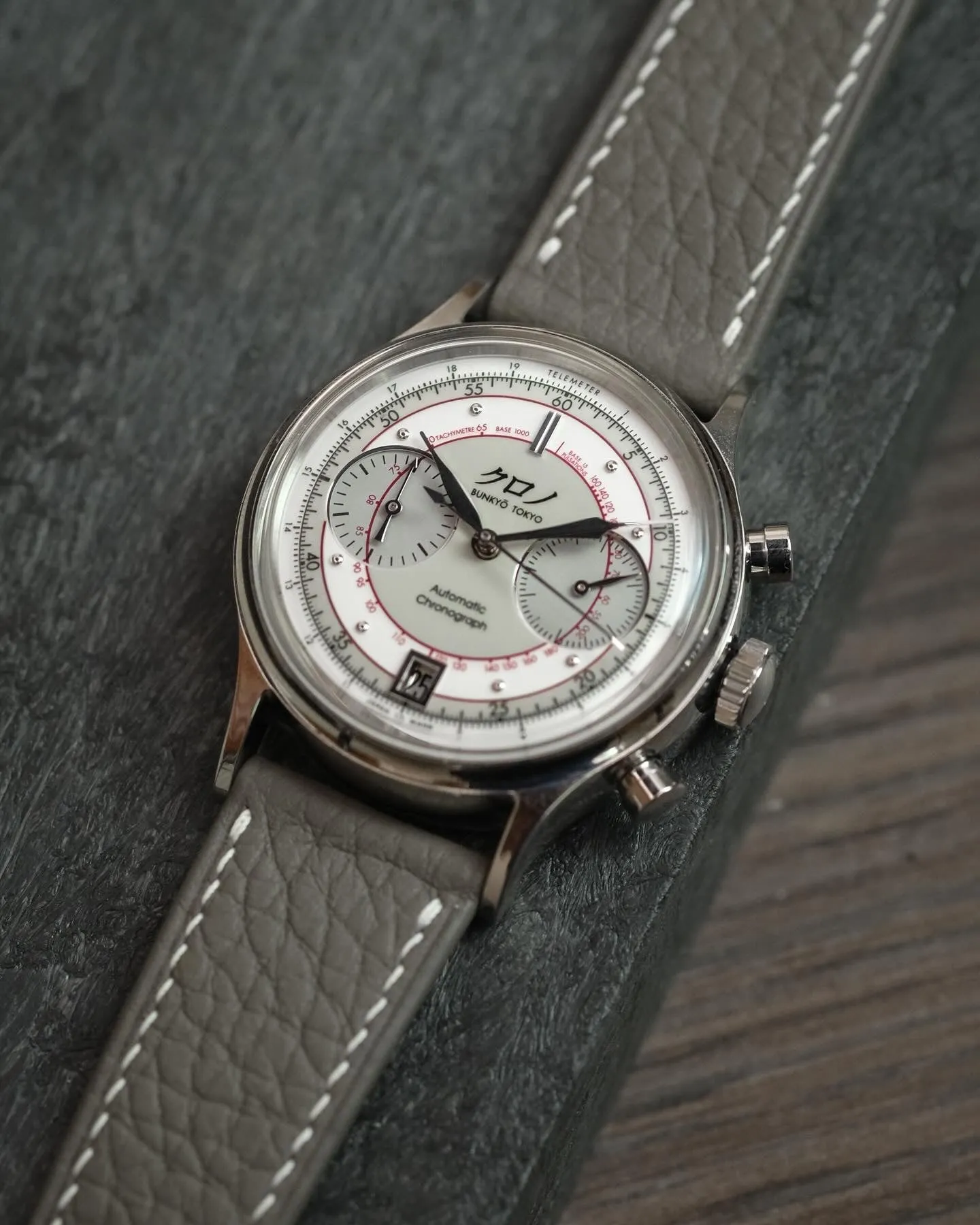 Grey Shrunken Calf Leather Strap