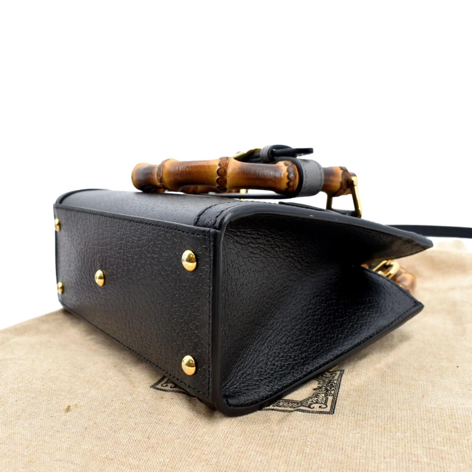 GUCCI Diana Bamboo Mini Leather Tote Bag Black 702732