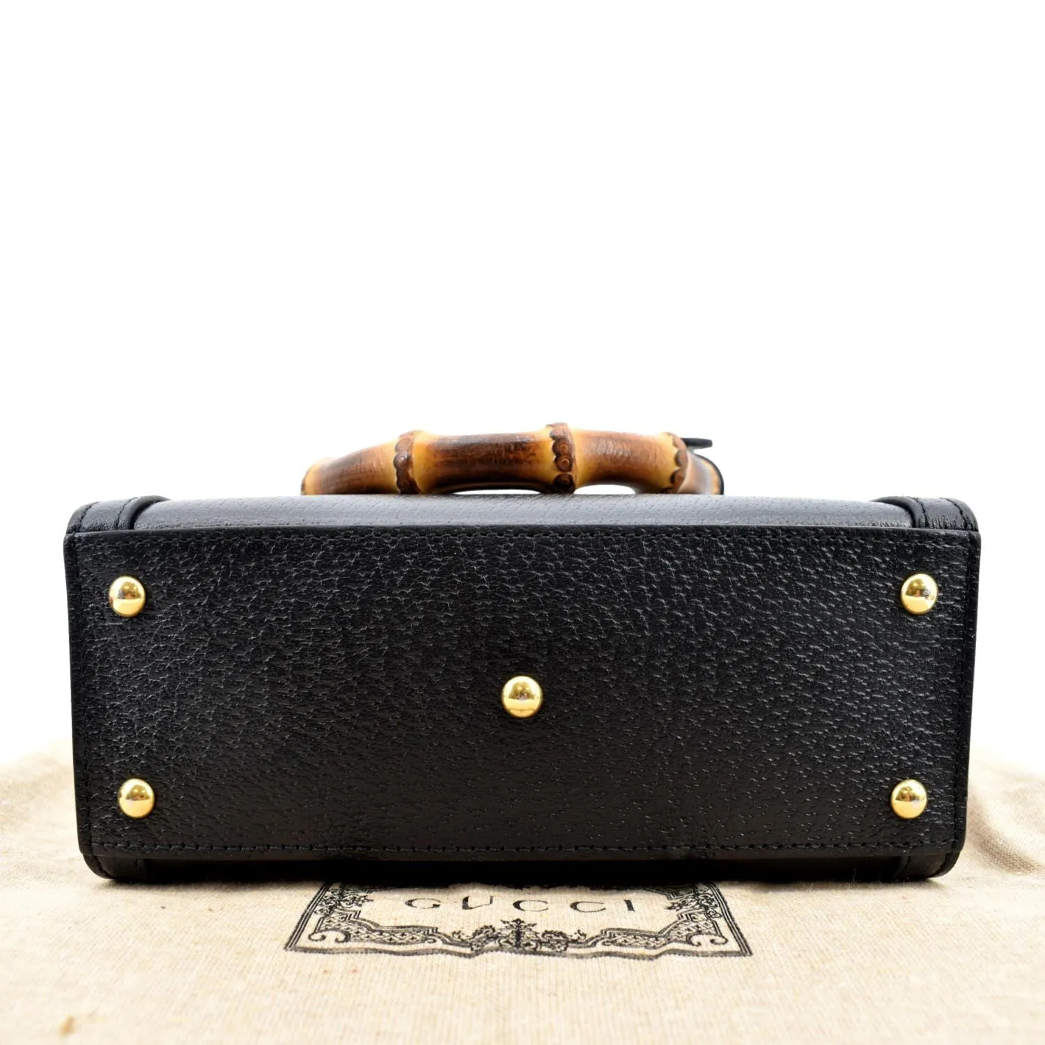 GUCCI Diana Bamboo Mini Leather Tote Bag Black 702732