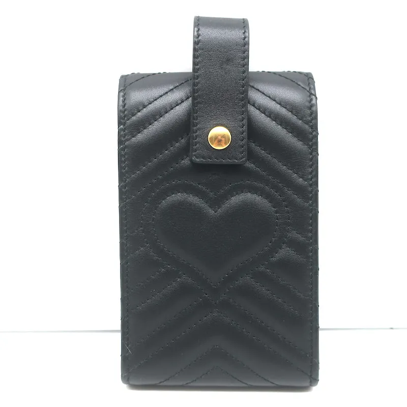 Gucci GG Marmont Bug Belt Pouch Black Matelasse Quilted Leather