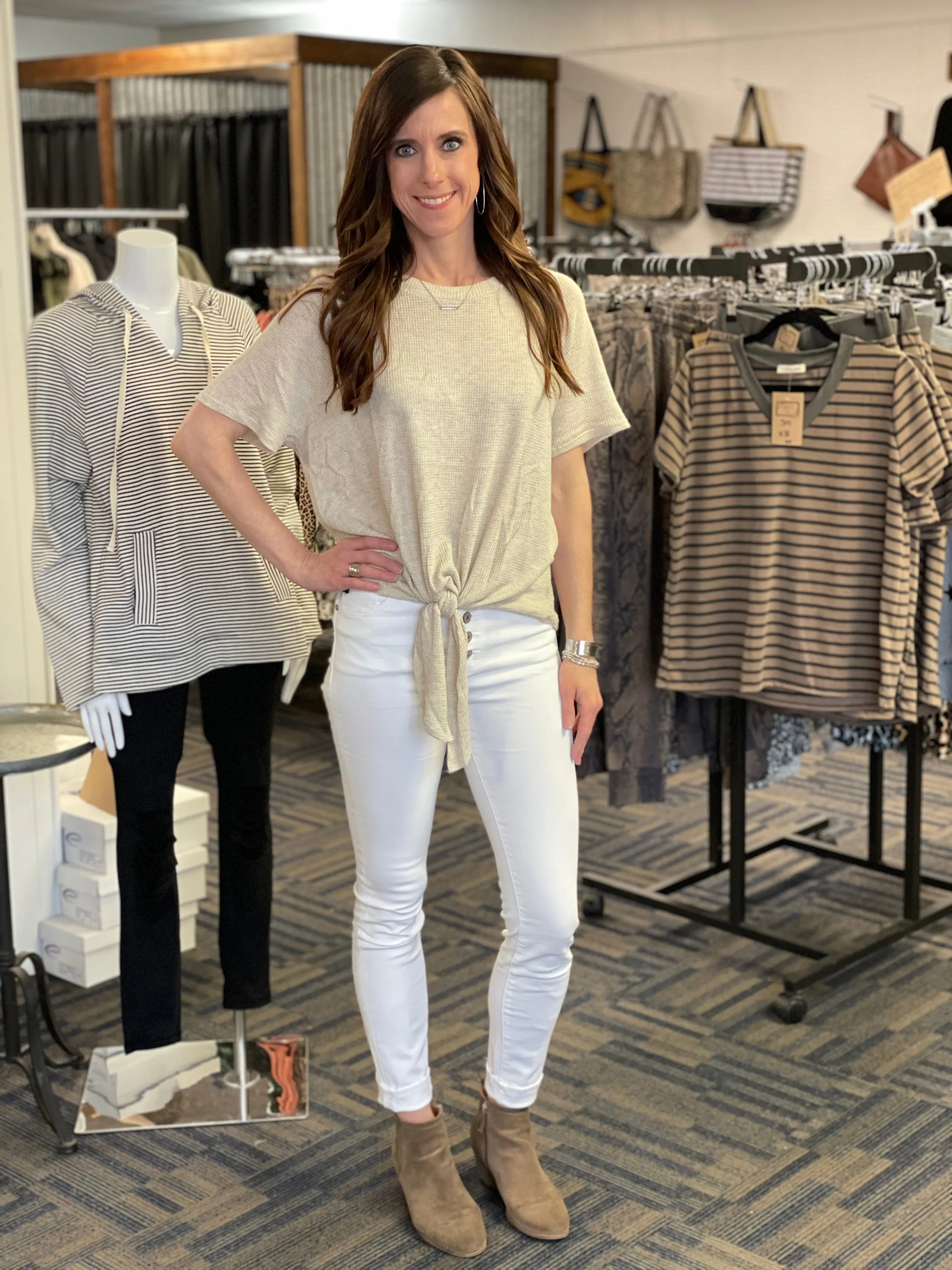 Hadleigh Drop Shoulder Top with Knot Front