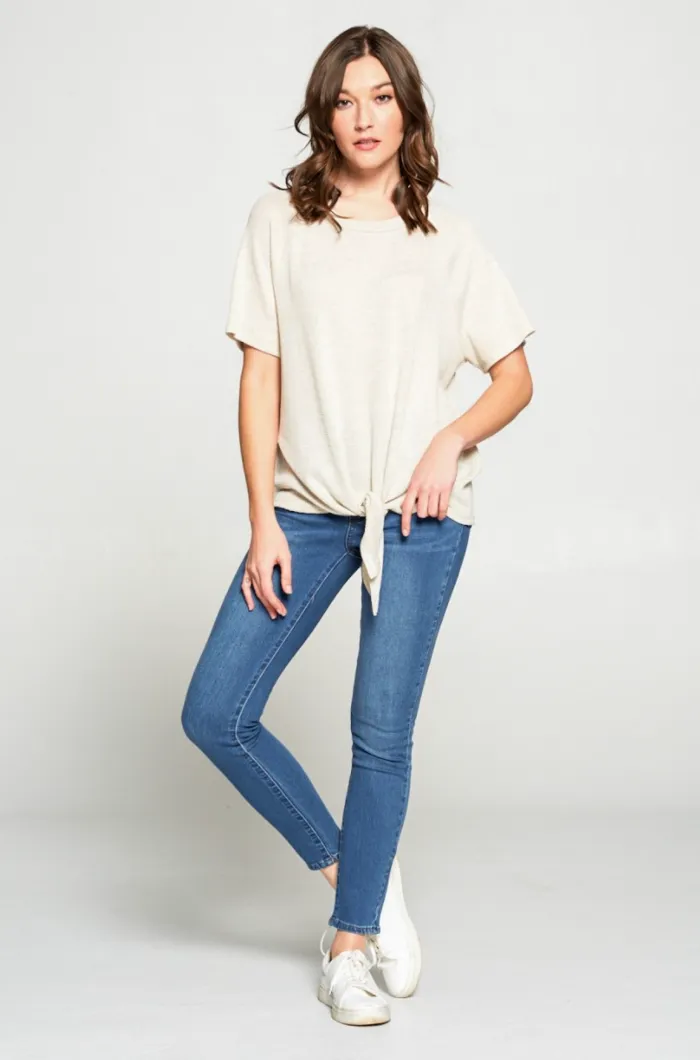 Hadleigh Drop Shoulder Top with Knot Front