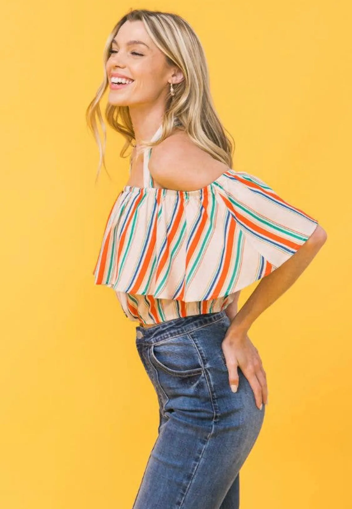 Halter Off the Shoulder Crop Top