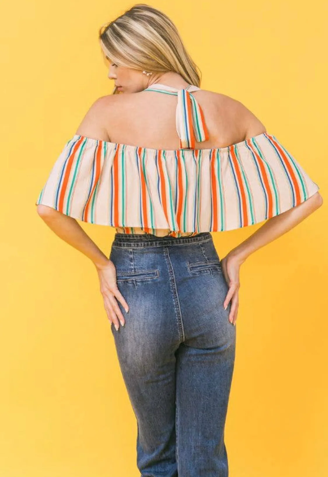 Halter Off the Shoulder Crop Top