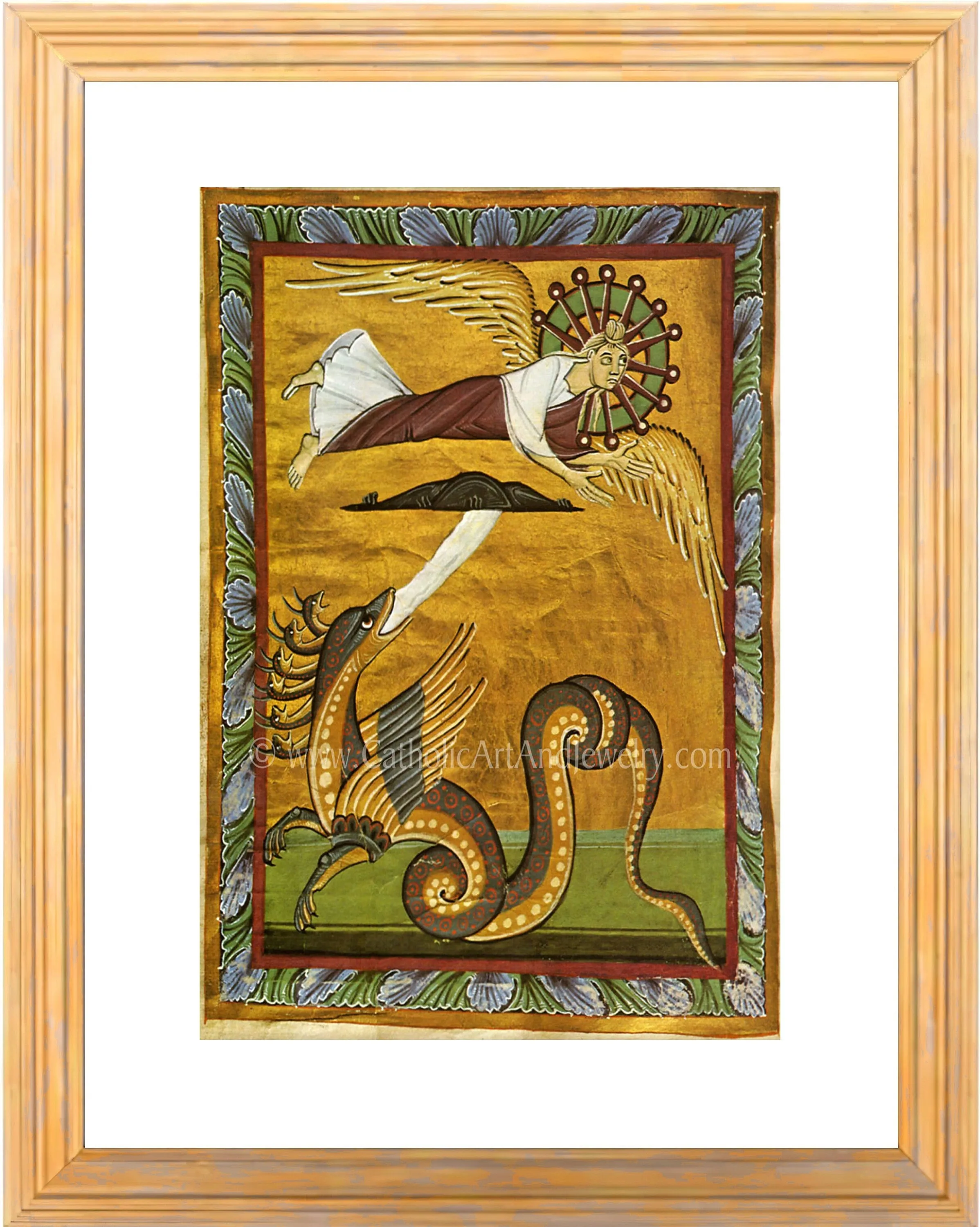 Hildegard of Bingen –"Angel and Dragon" – Catholic Art Print – Mystic Visions – Archival Quality – Catholic Gift – Medieval –Angel