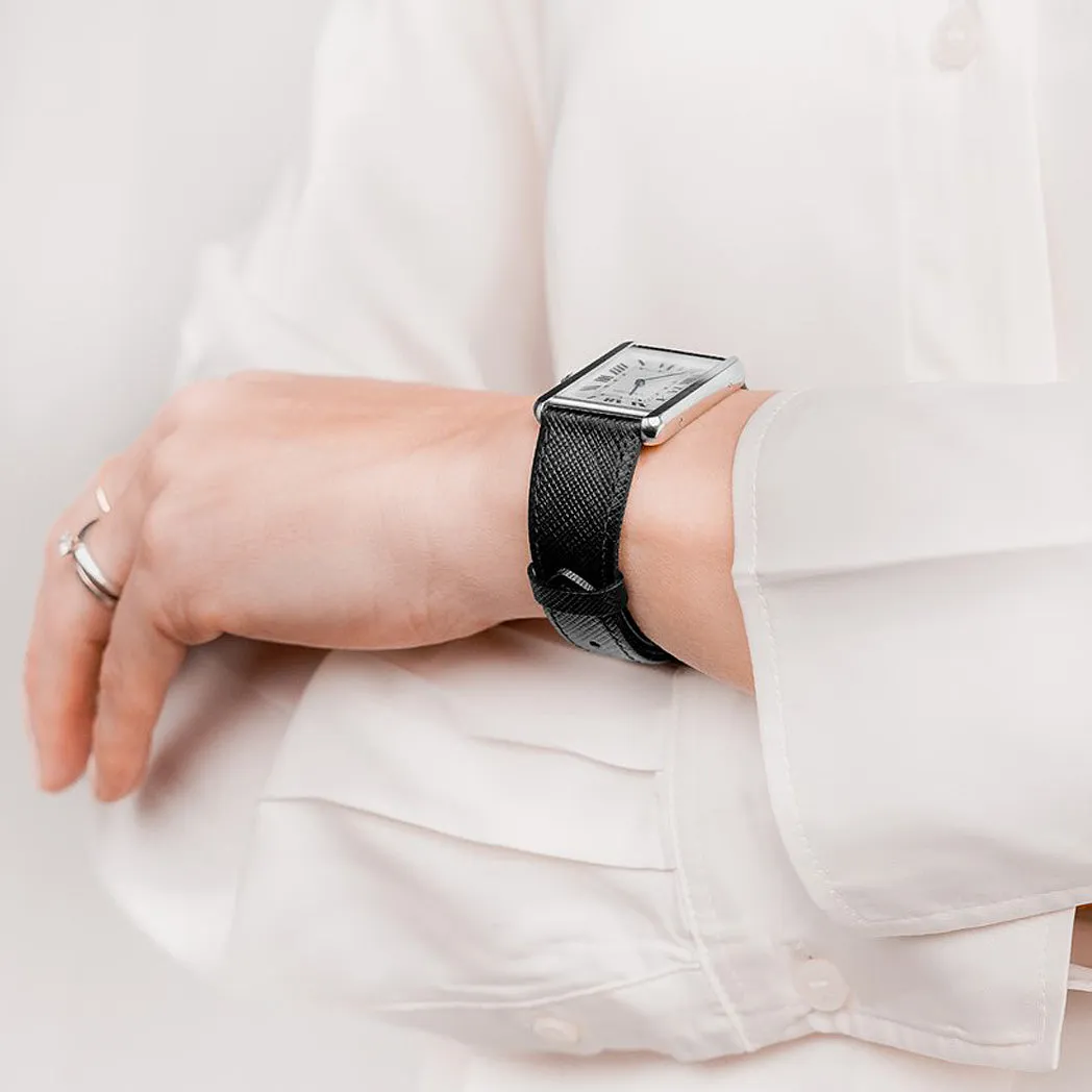 Hirsch Giffone Black Leather Quick Release Watch Strap