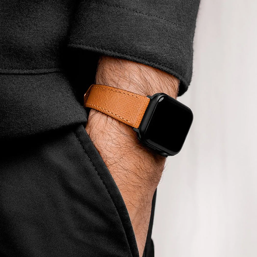Hirsch Giffone Gold Brown Leather Quick Release Watch Strap