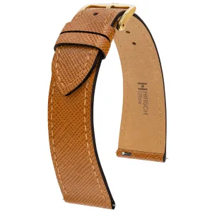 Hirsch Giffone Gold Brown Leather Quick Release Watch Strap
