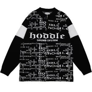 Hoddle Sound System Long Sleeve Quarter Zip Polo Black/White