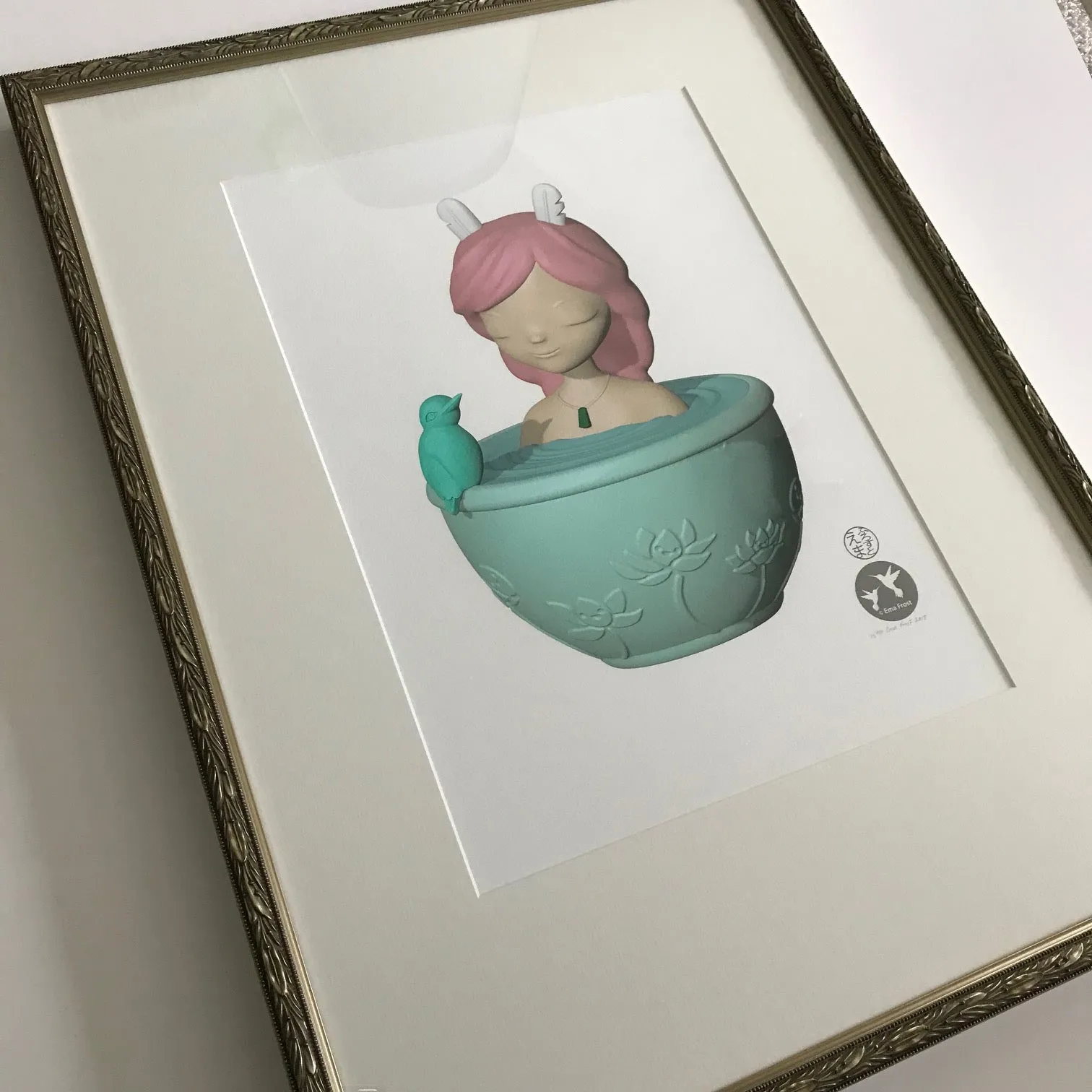 Holi's Treasure Bubble, Jade/Kotare - Framed (ornate large)