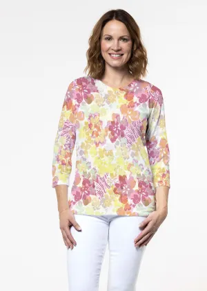 Hollyhocks (8070) ~ Signature 3/4 Sleeve Crew Neck Top