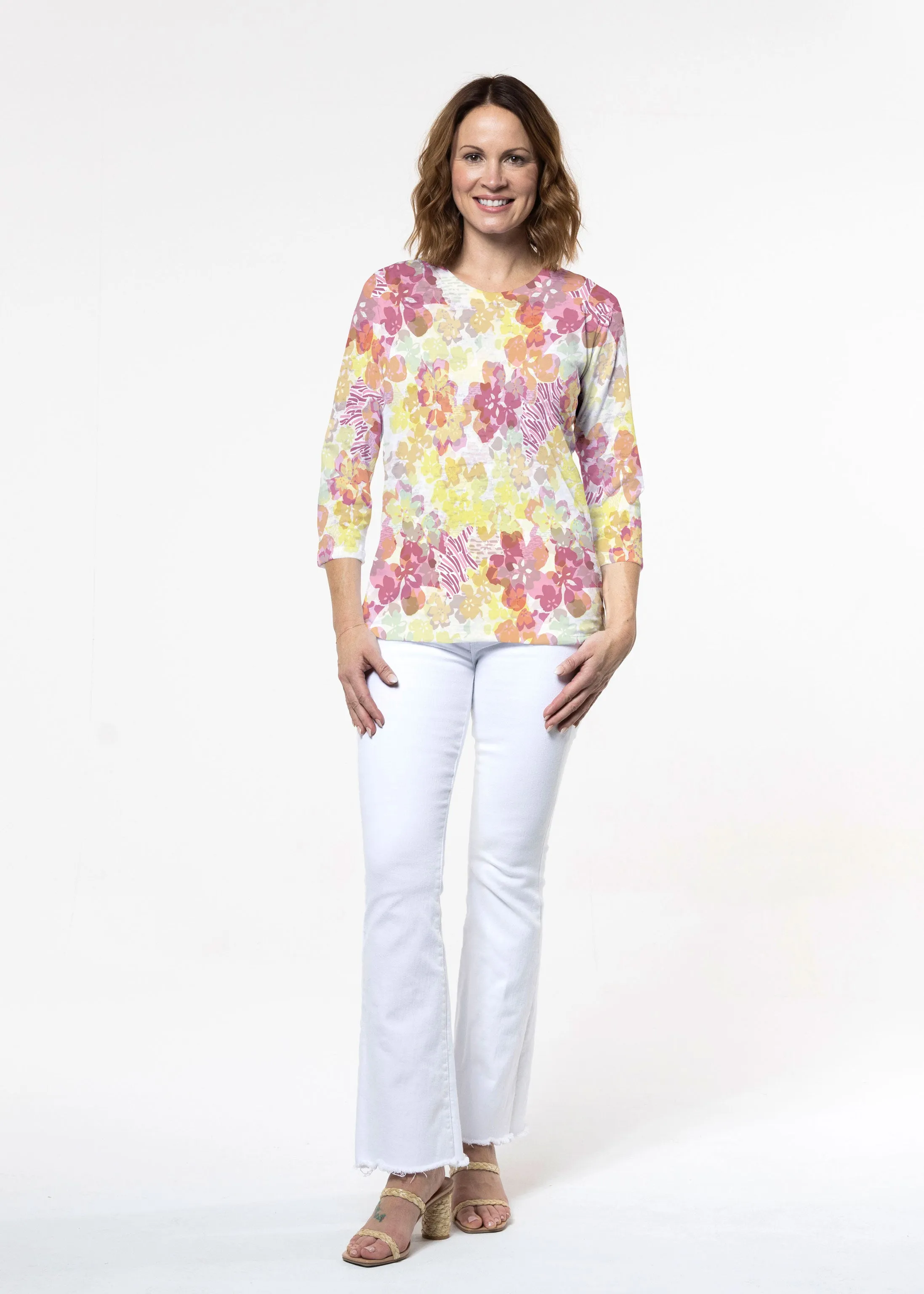 Hollyhocks (8070) ~ Signature 3/4 Sleeve Crew Neck Top