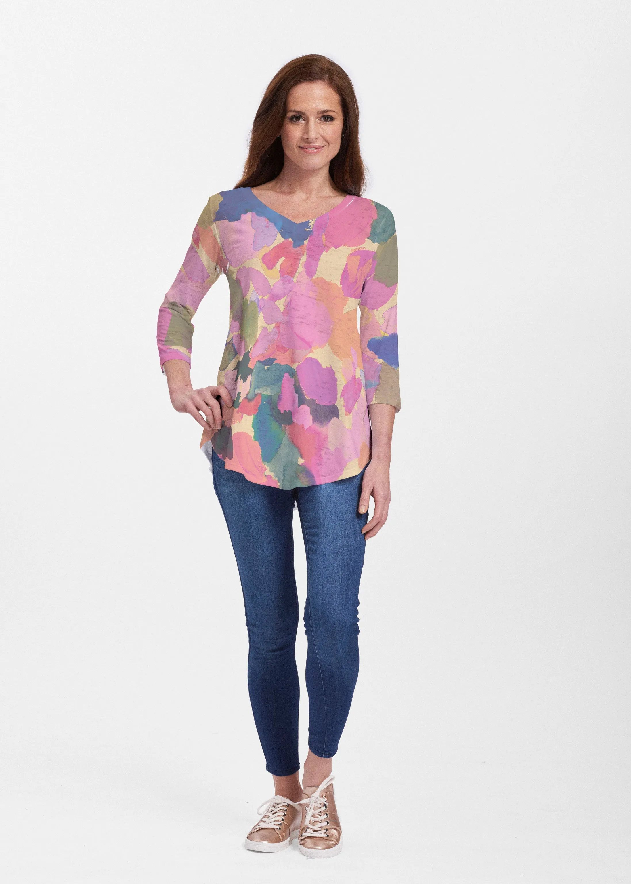 Hopscotch (17269) ~ V-neck Flowy Tunic
