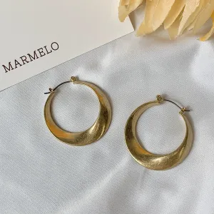 Hypoallergenic Simple Flat Twist Mid Size Retro Chunky Hoop Earrings