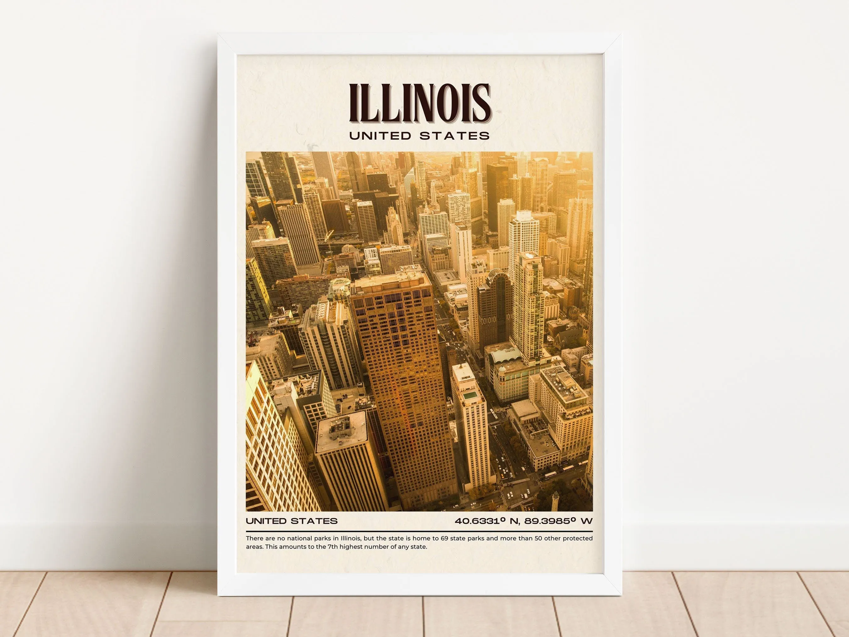 Illinois Vintage Wall Art, USA
