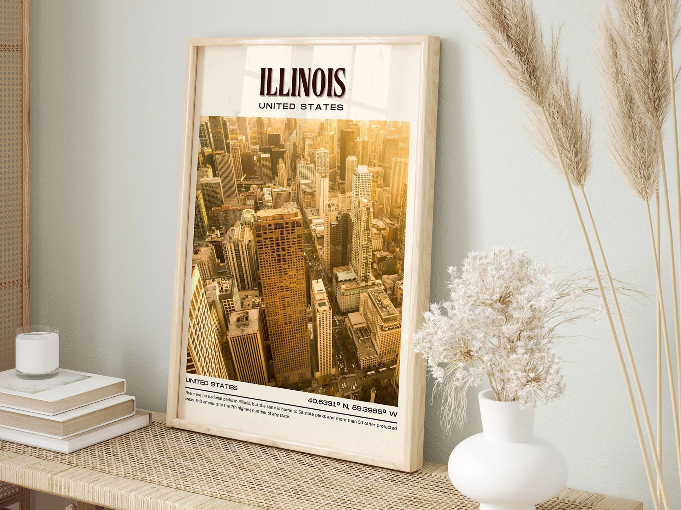 Illinois Vintage Wall Art, USA