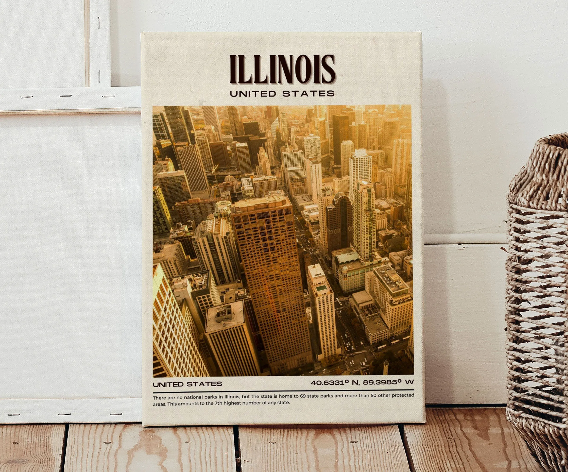 Illinois Vintage Wall Art, USA