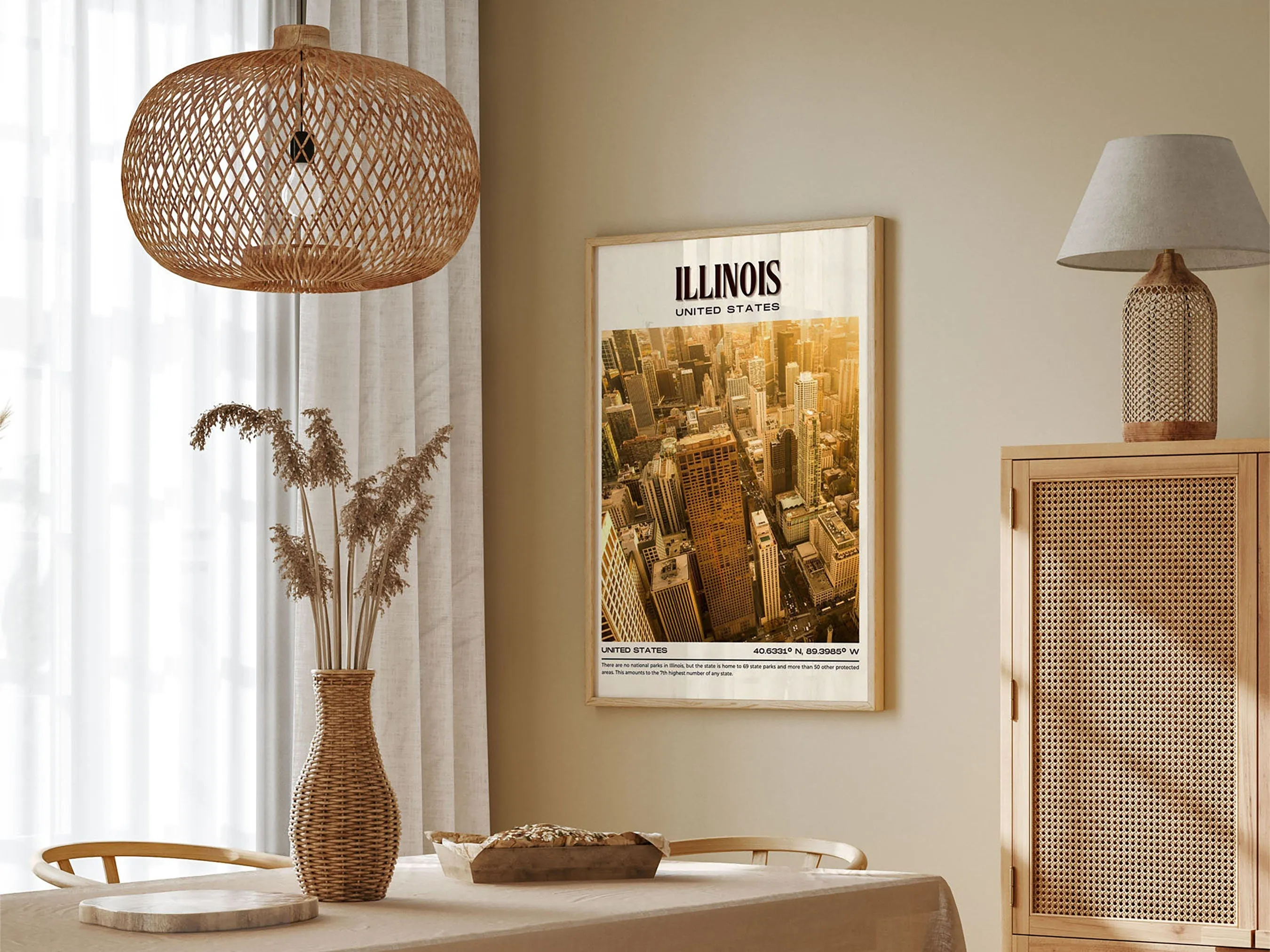 Illinois Vintage Wall Art, USA