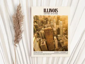 Illinois Vintage Wall Art, USA