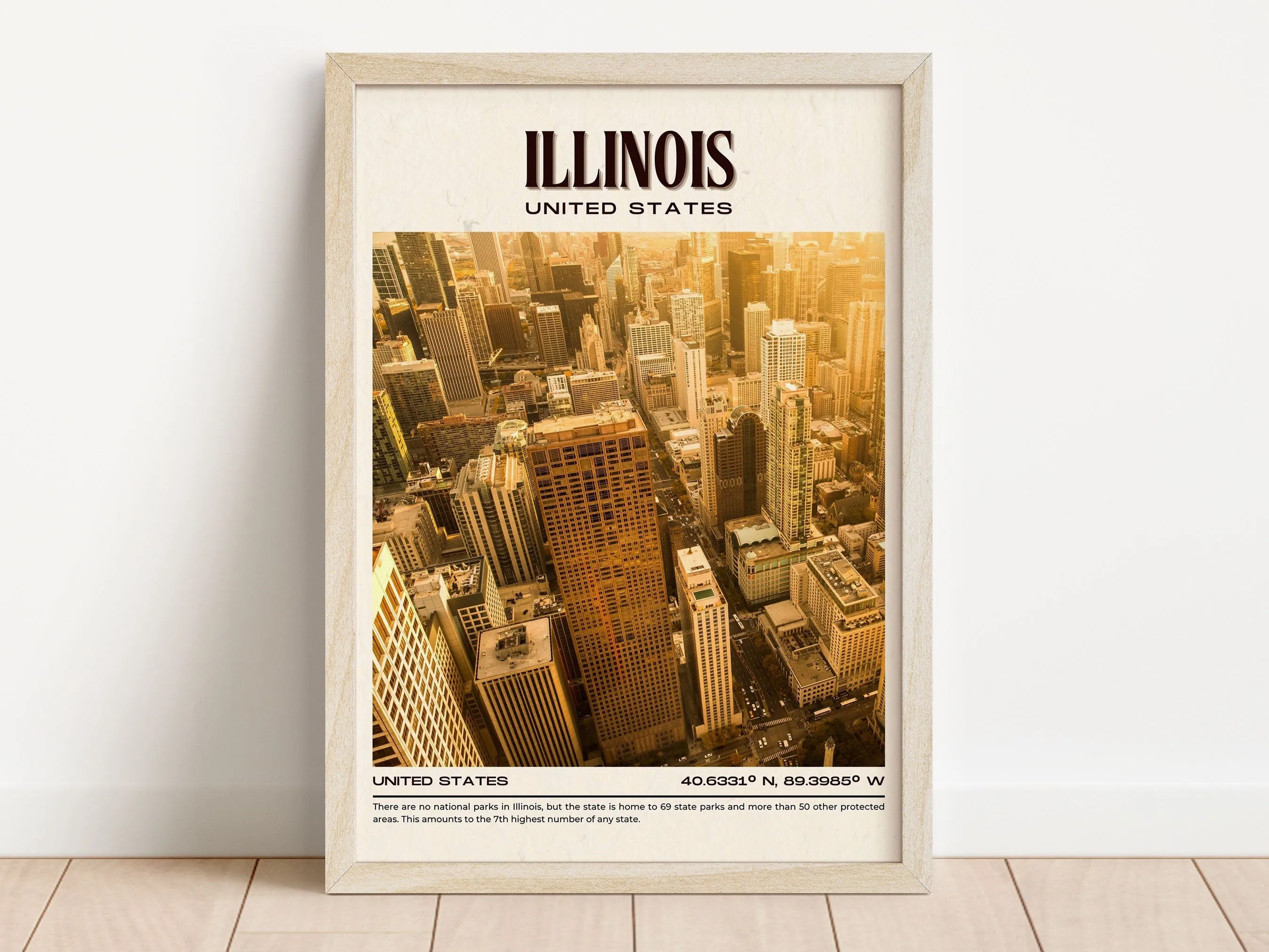 Illinois Vintage Wall Art, USA