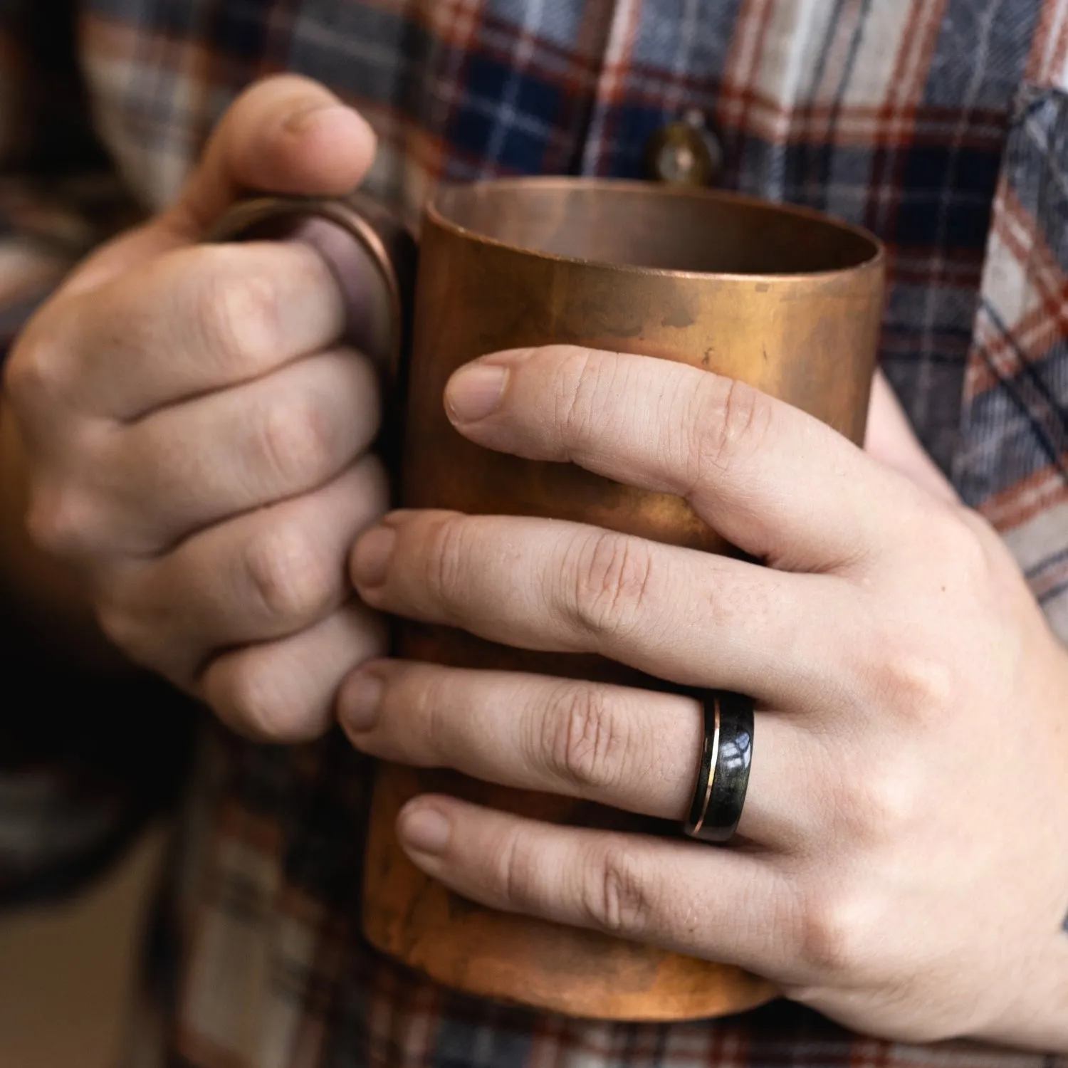 (In-Stock) The Old Fashioned Ring with offset Sterling Silver inlay - Size 6 | 9mm Wide