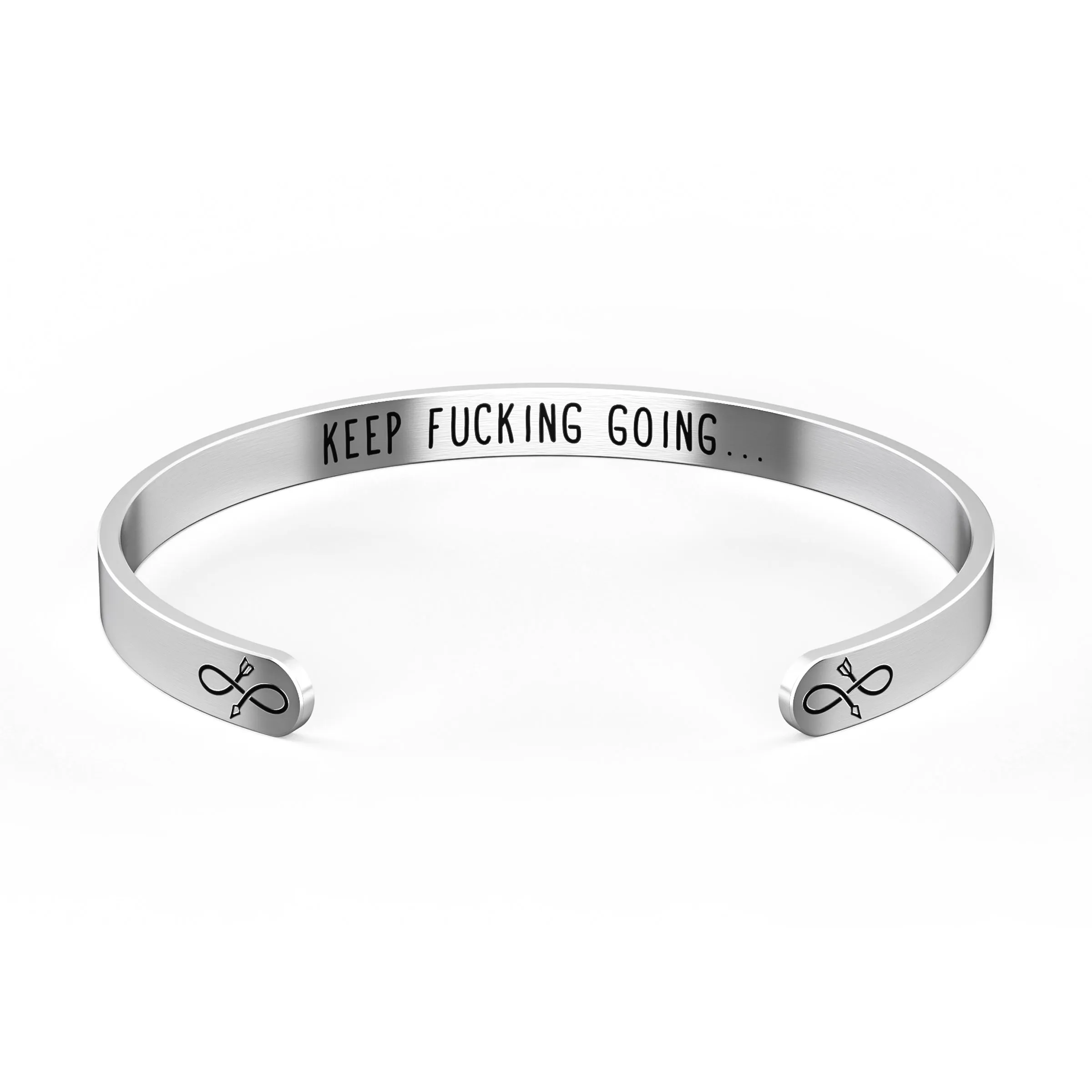 Infinity Arrow Bracelet with “Keep Funking Going…”  - Stainless Steel