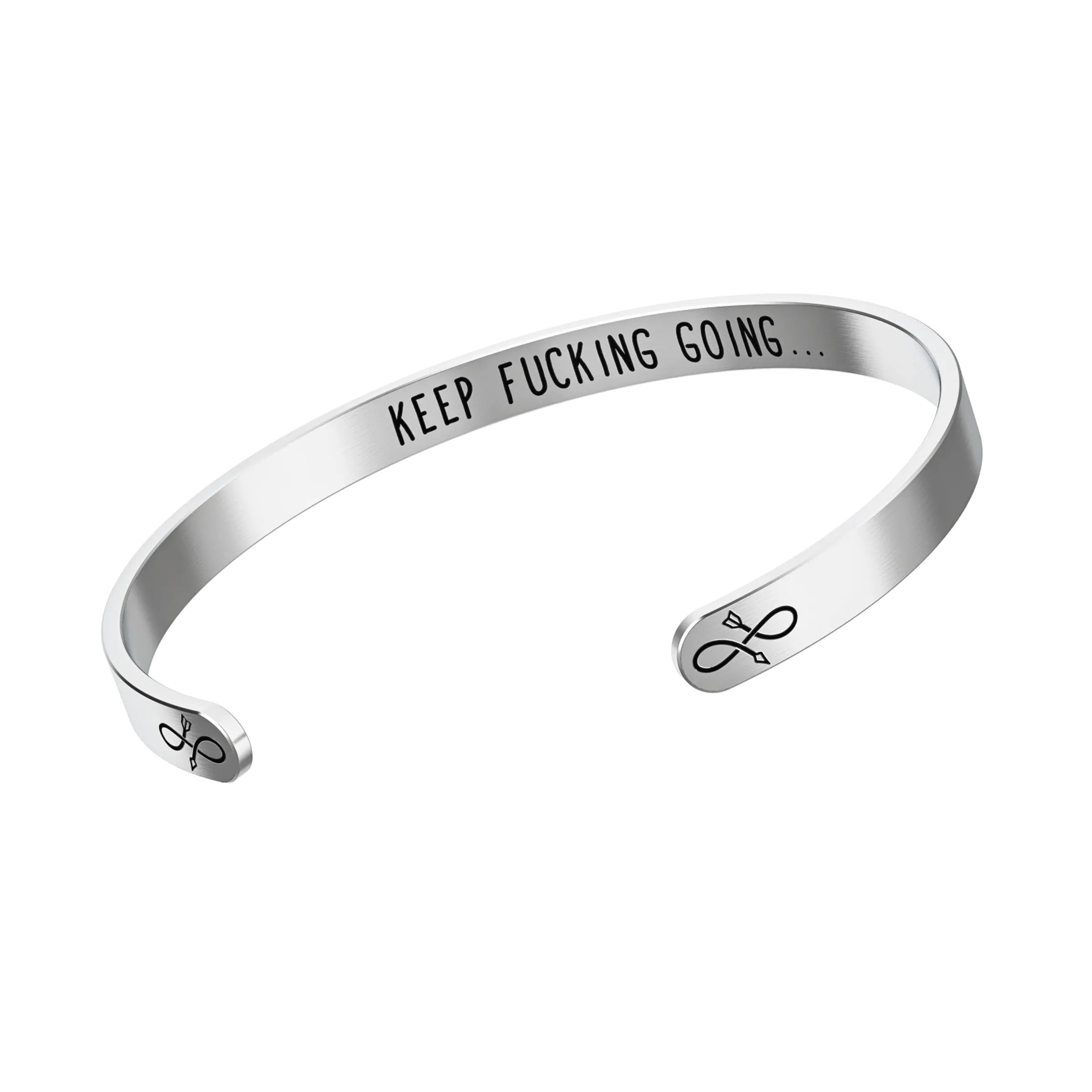 Infinity Arrow Bracelet with “Keep Funking Going…”  - Stainless Steel