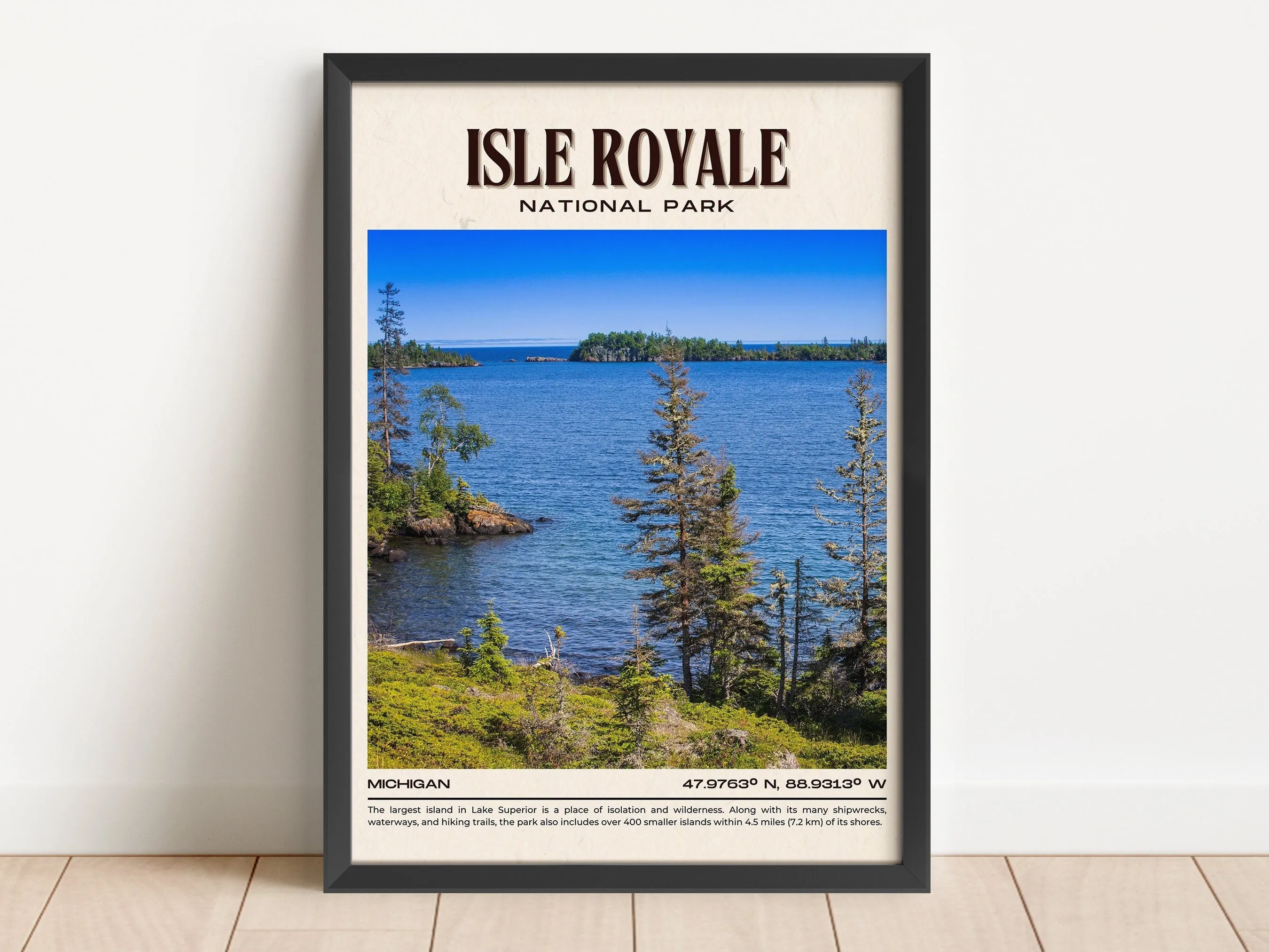 Isle Royale National Park Vintage Wall Art, Michigan, USA