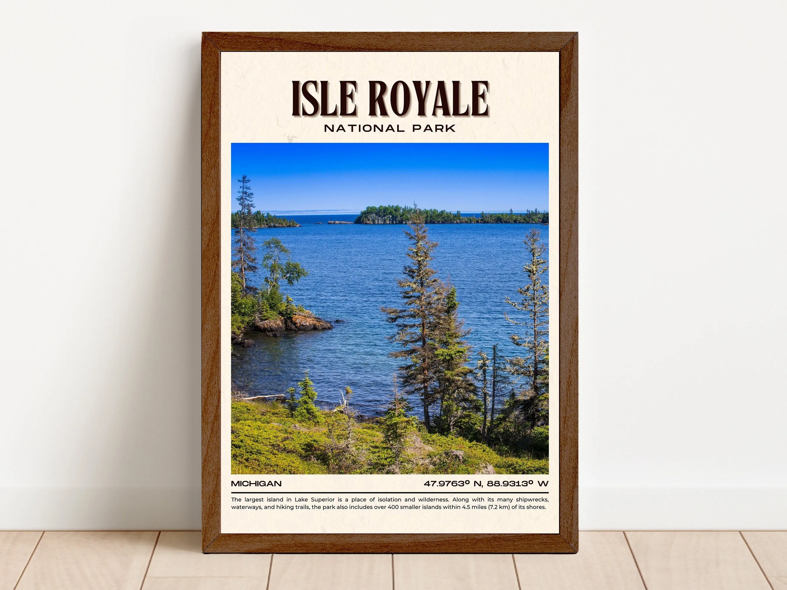 Isle Royale National Park Vintage Wall Art, Michigan, USA