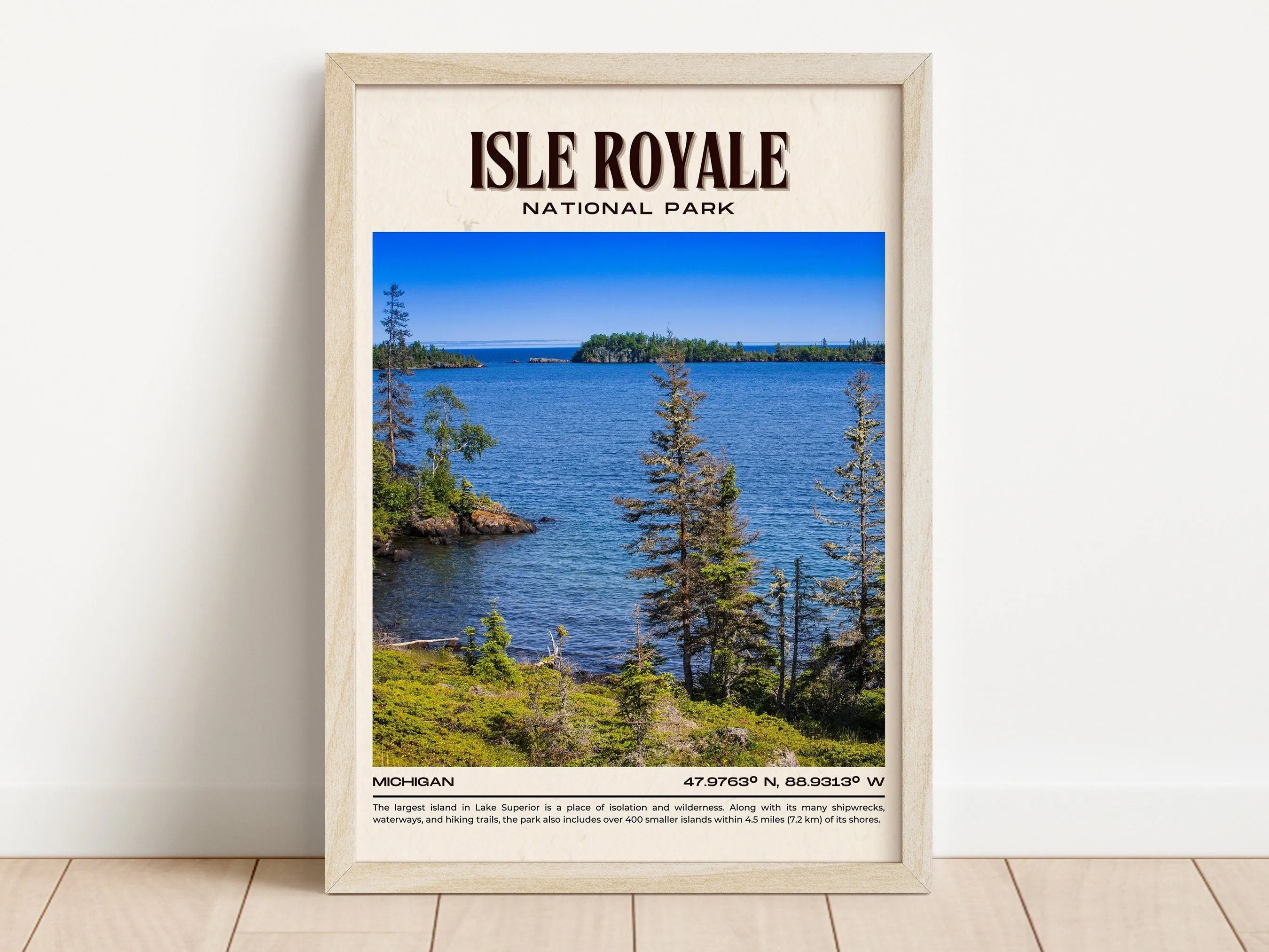 Isle Royale National Park Vintage Wall Art, Michigan, USA