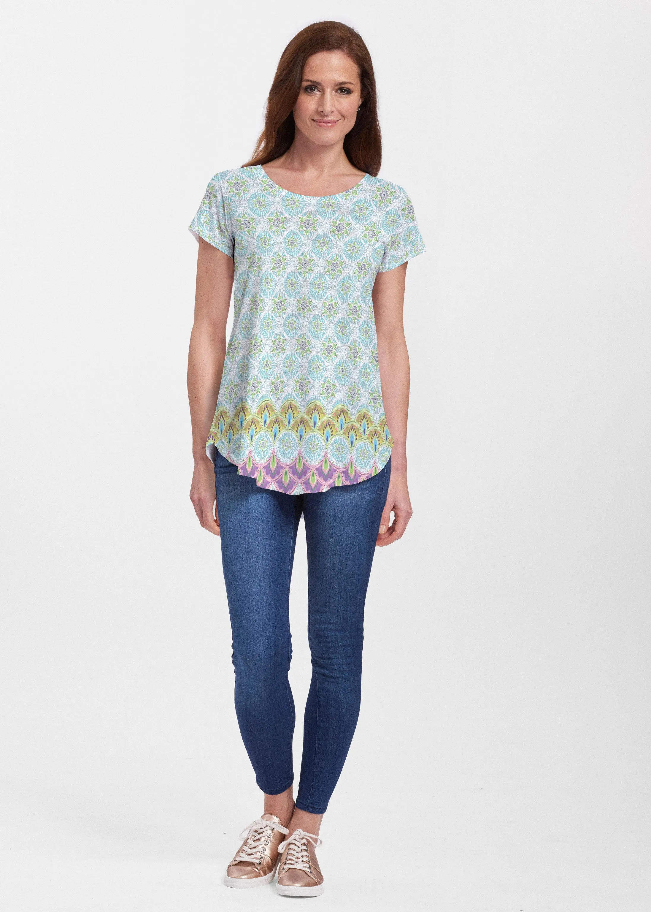 Izzy (19199) ~ Short Sleeve Scoop Neck Flowy Tunic